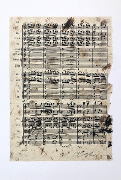 Used Elettra, Music Score Lithograph Jannis Kounellis Arte Povera Italian Avant Garde