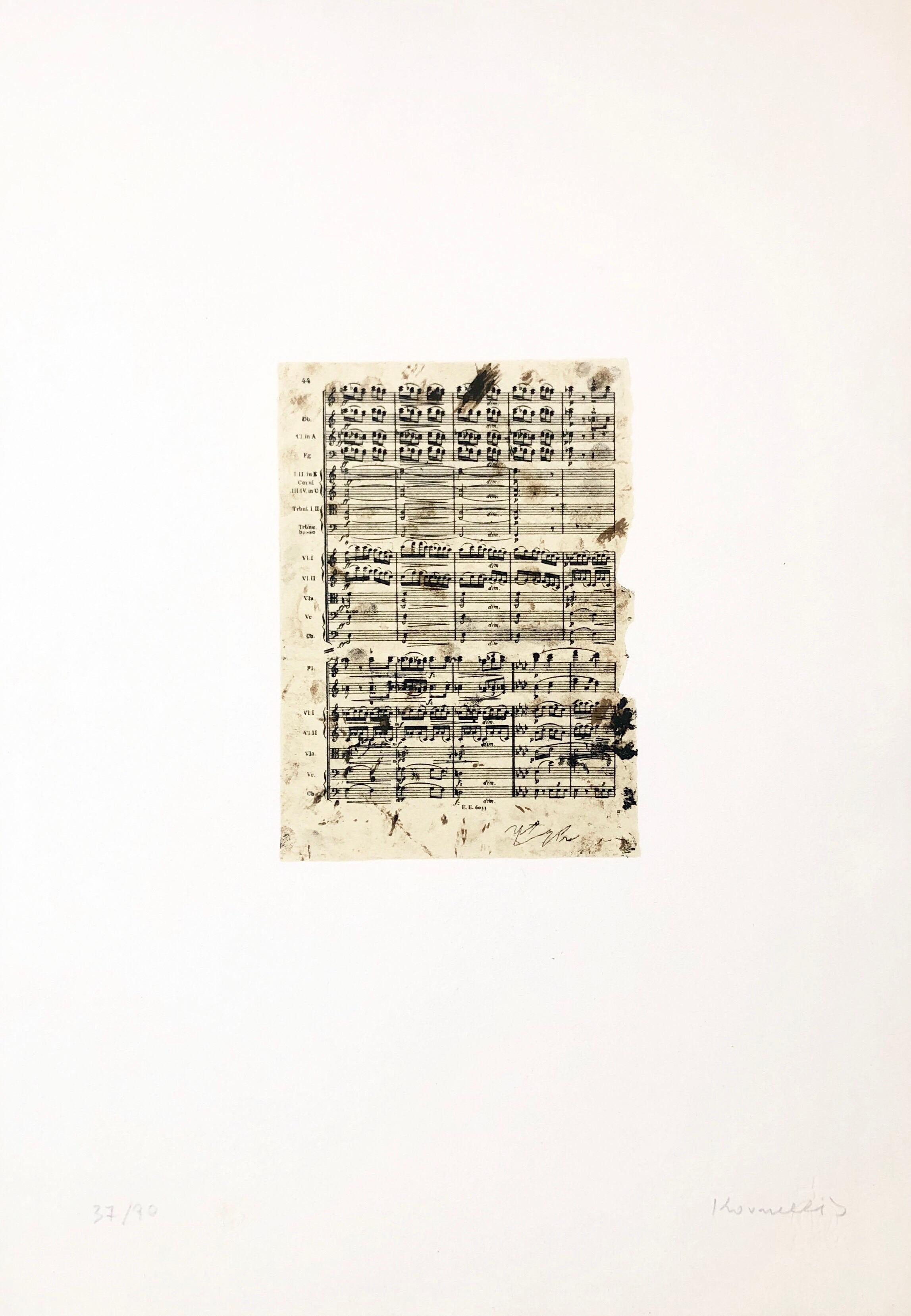 Elettra, Music Score Lithograph Jannis Kounellis Arte Povera Italian Avant Garde For Sale 4