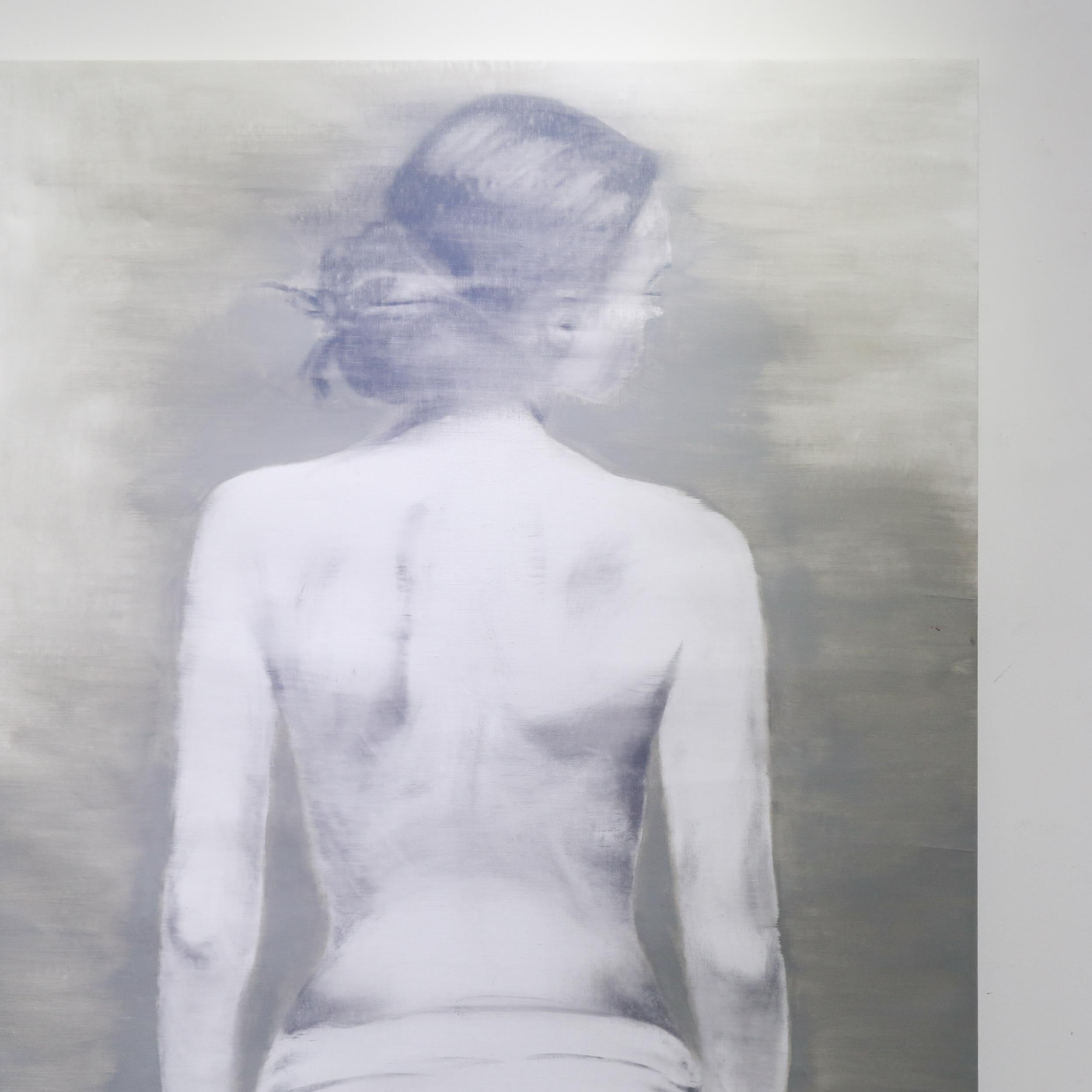Indietro 02 - Figurative Painting Grigio di János Huszti