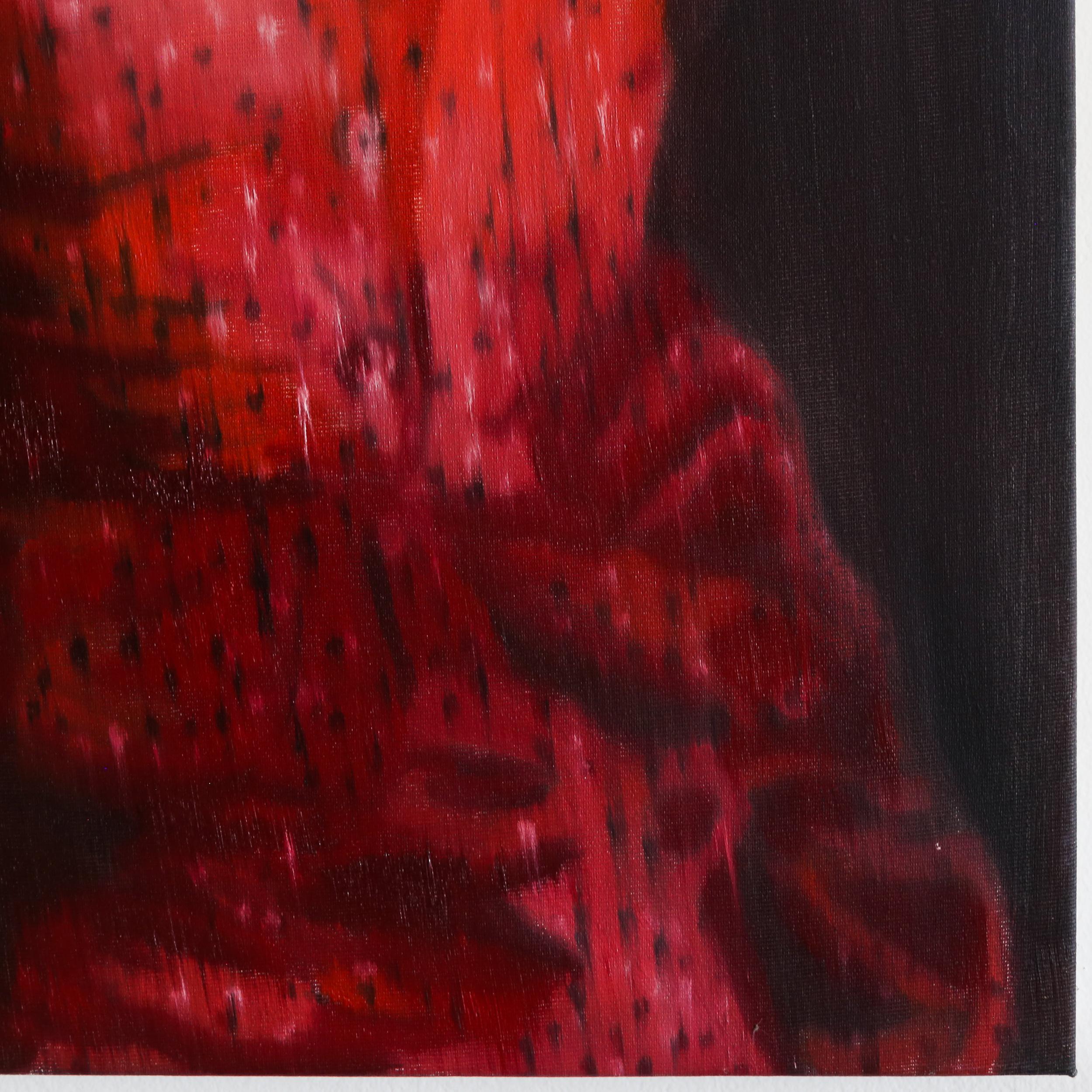 Vestido rojo - Figurative Painting Negro de János Huszti