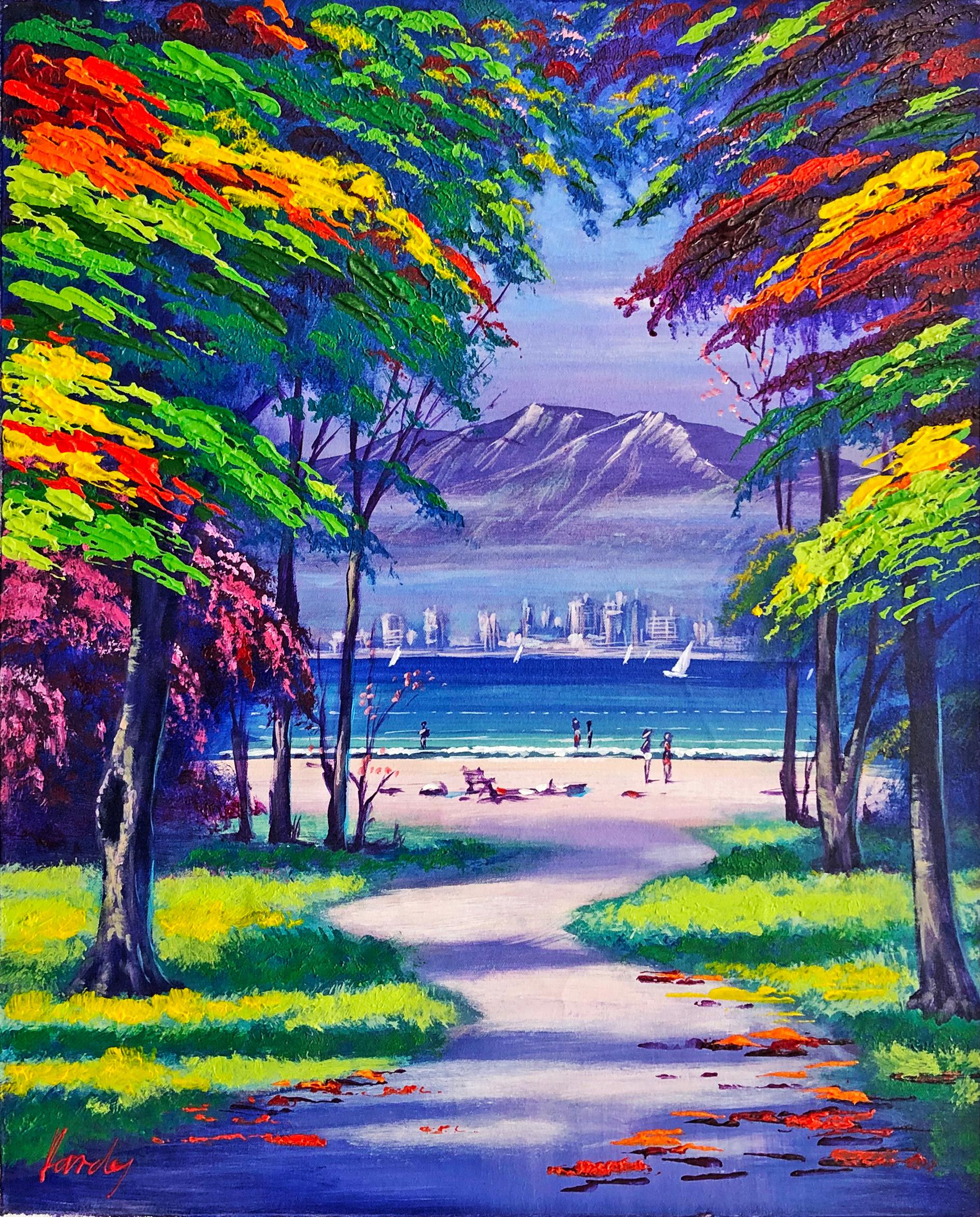 Eliat (cuadro original enmarcado sobre lienzo) - Painting de Janos Kardos
