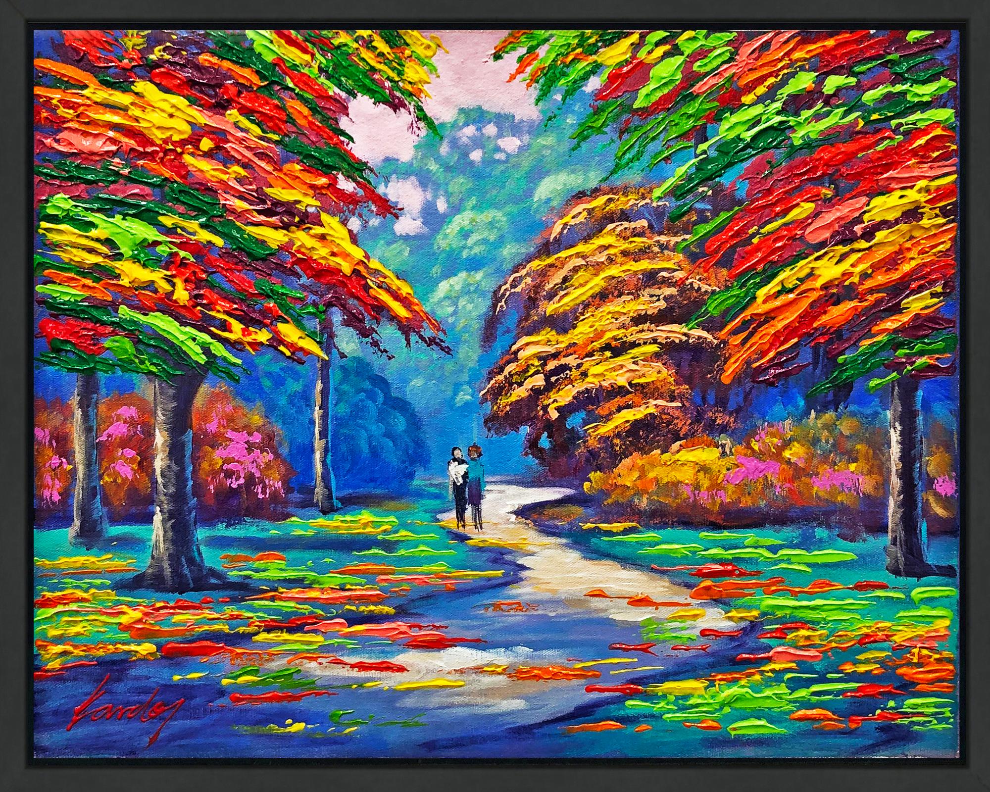 Moment in the Park (framed original painting on canvas)