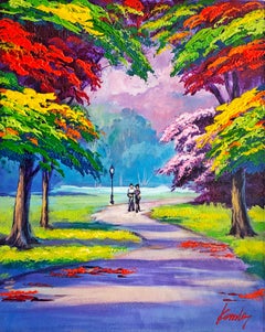 Sunset at the Park (framed original painting on canvas)