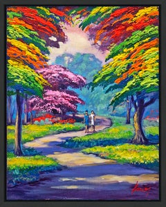 Paseo con mi amigo (cuadro original enmarcado sobre lienzo)