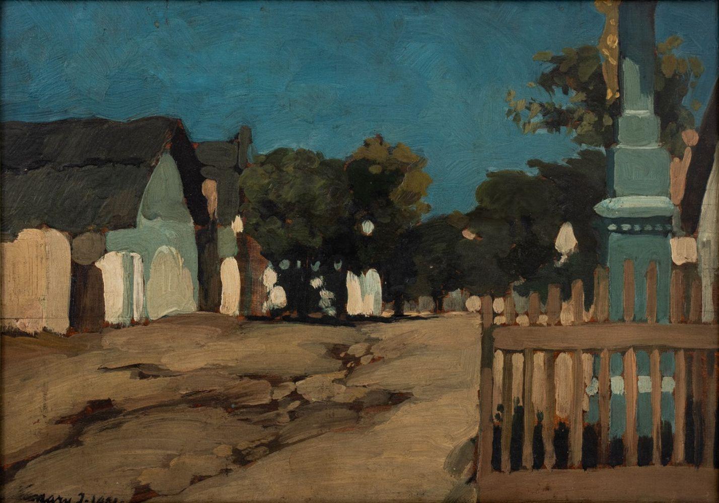 Vue de Townes au crépuscule - Painting de Janos Vaszary