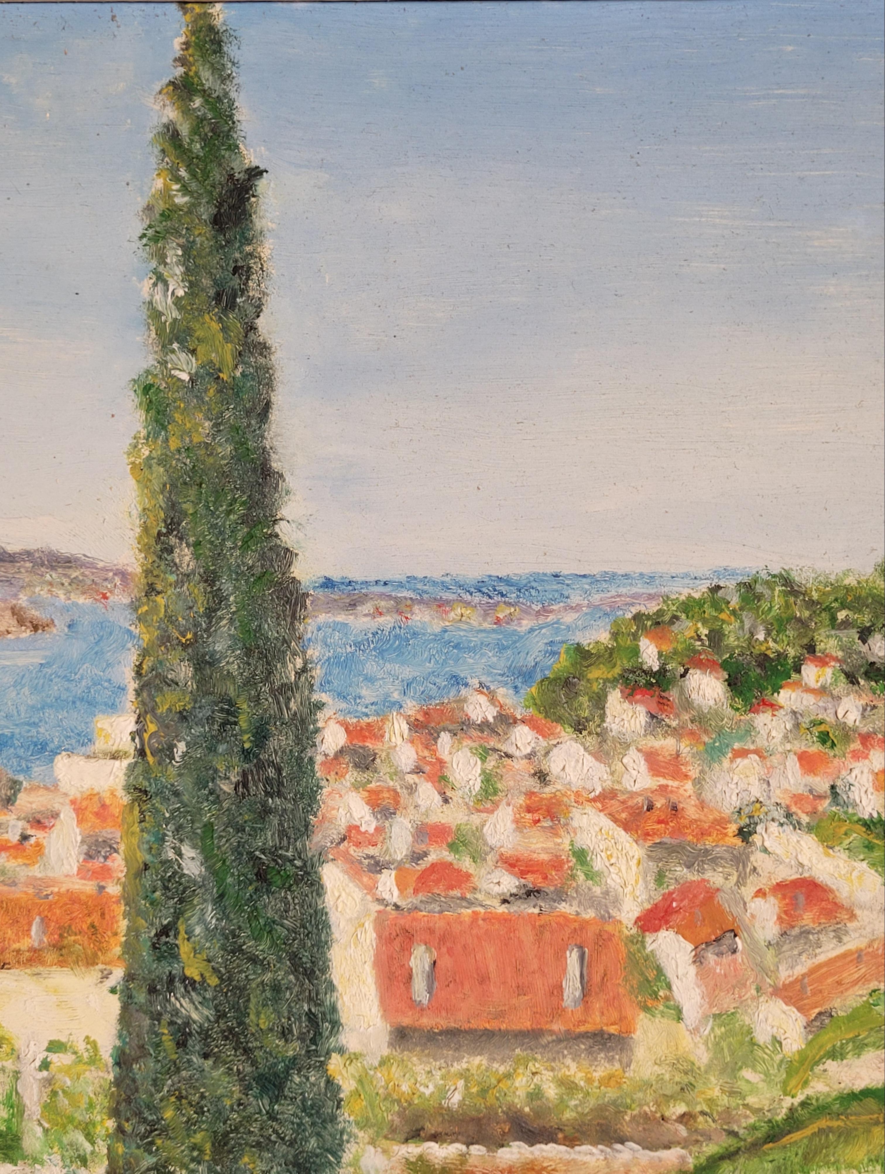 Die Côte d'Azur. Öl-Landschaftsgemälde aus der Mitte des Jahrhunderts. im Angebot 3