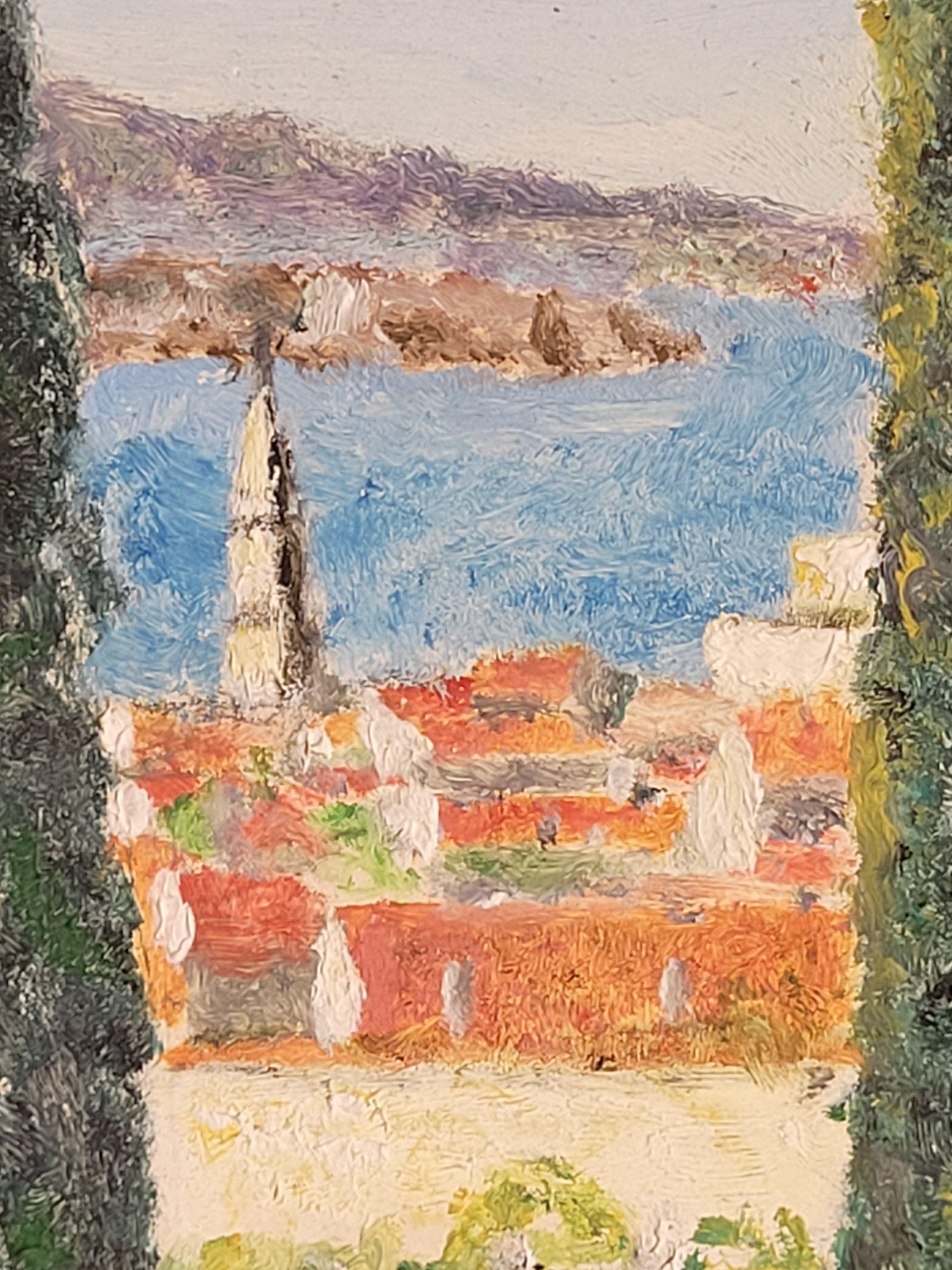 Die Côte d'Azur. Öl-Landschaftsgemälde aus der Mitte des Jahrhunderts. im Angebot 5