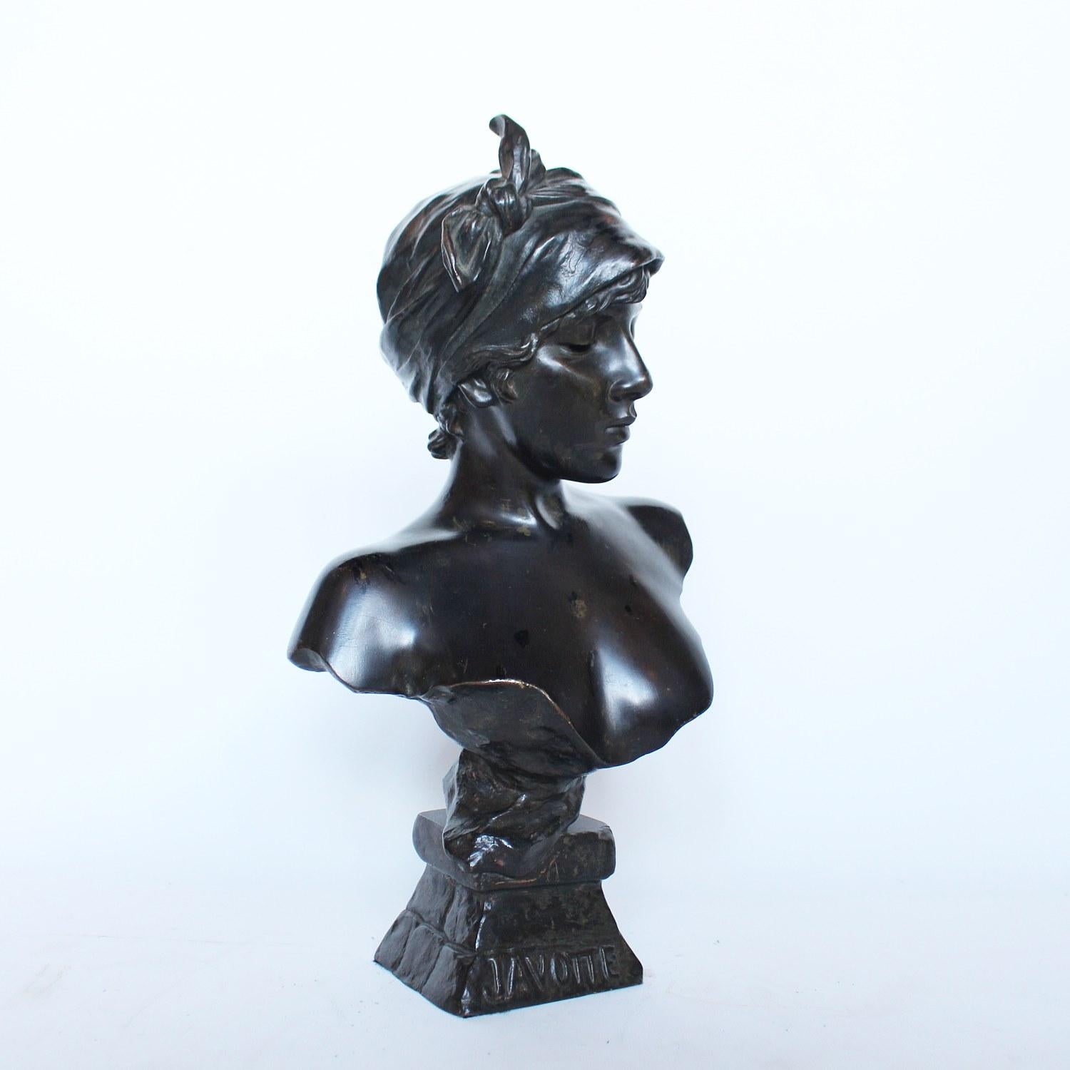 19th Century 'Janotte' Emmanuel Villanis Art Nouveau Bronze Bust, French, 1890 For Sale