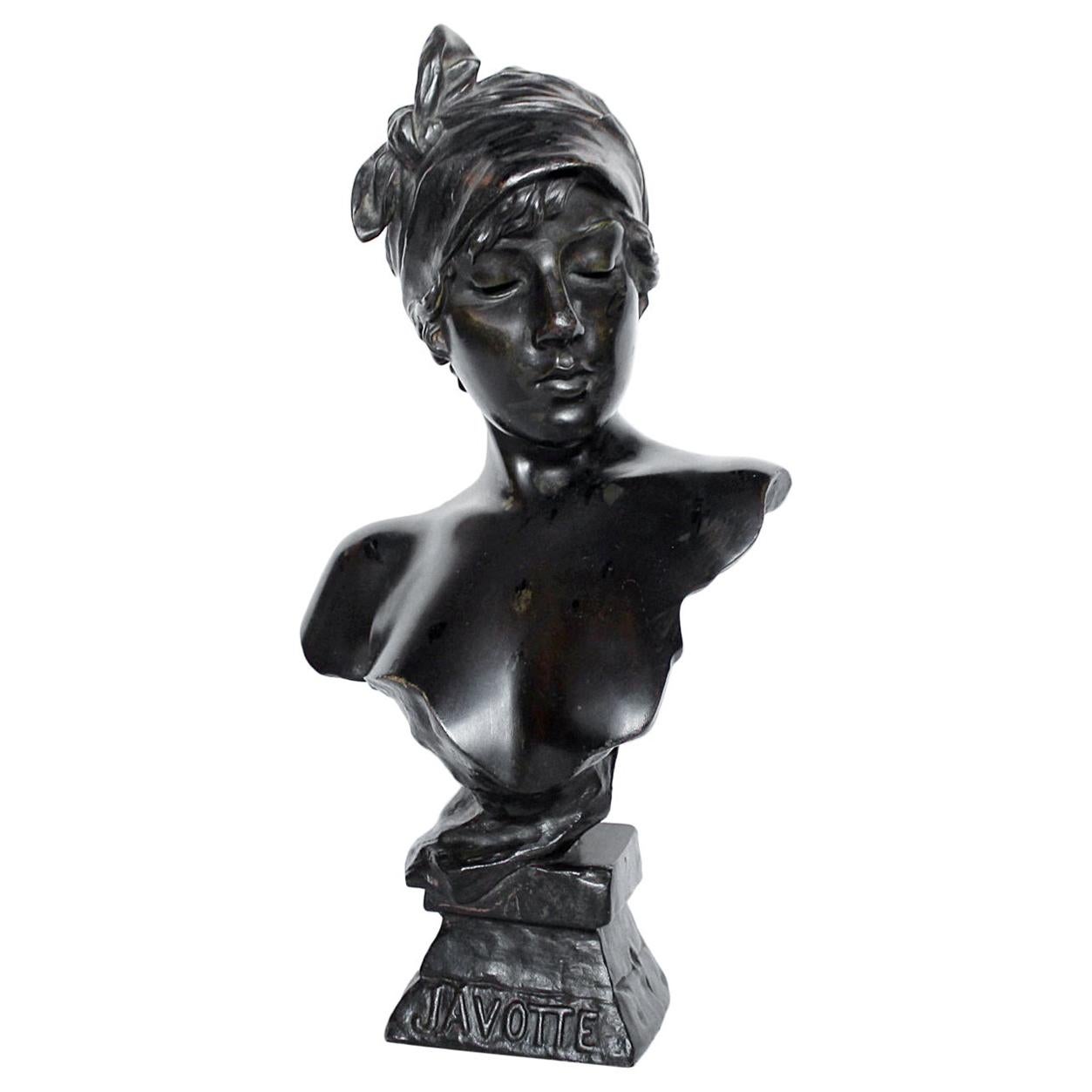 „Janotte“ Emmanuel Villanis, Jugendstil-Bronzebüste, Französisch, 1890