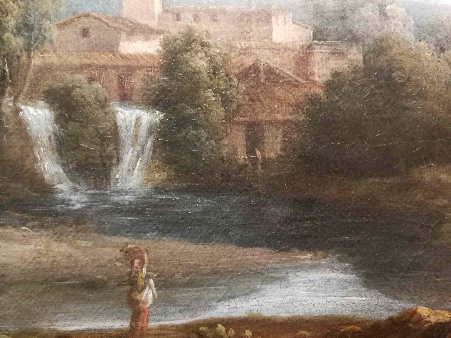 Dipinto figurativo paesaggio fiammingo del XVII secolo - Landscape Painting Marrón de Jans Frans van Bloemen
