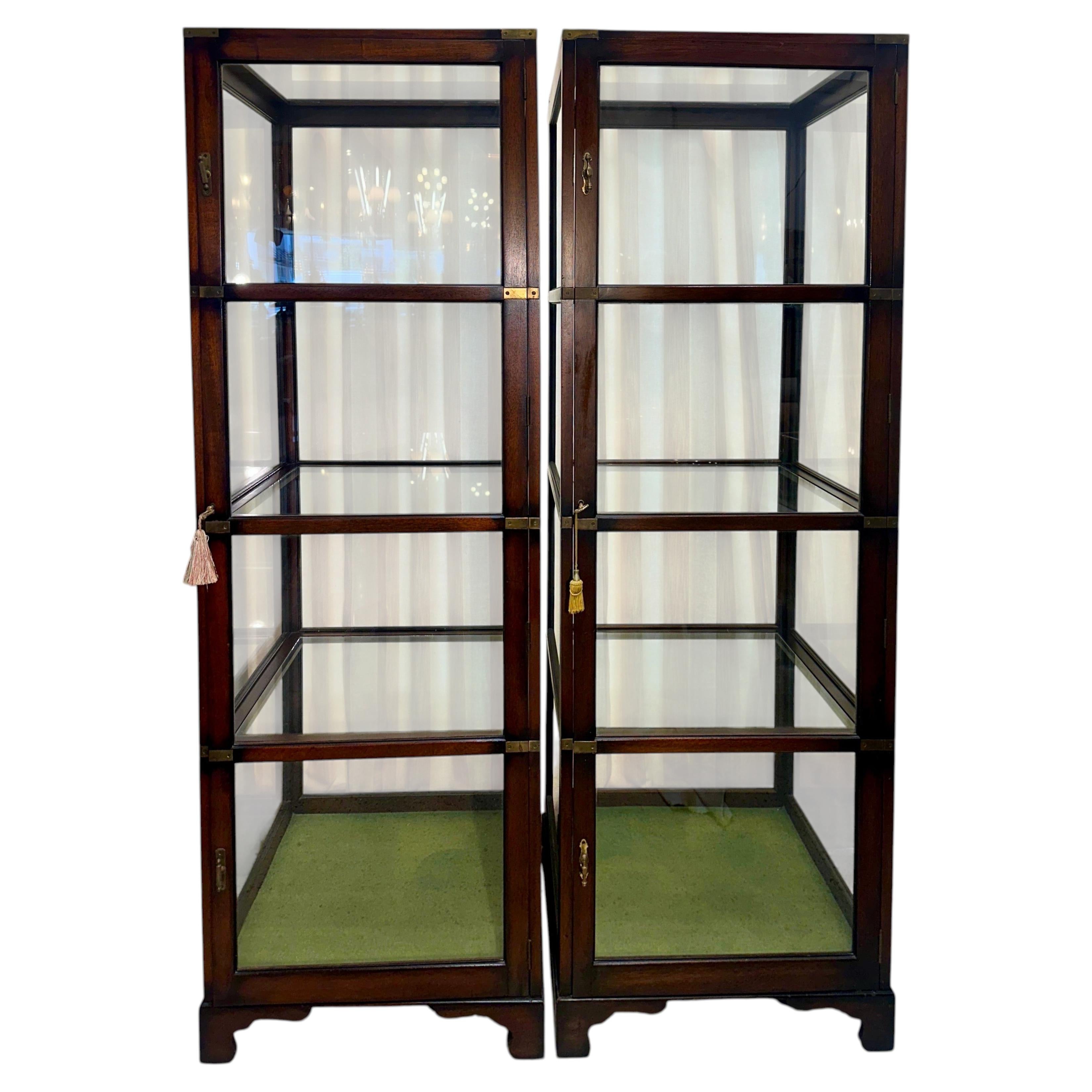 Jans of London Campaign Style Display Vitrines - PAIR For Sale