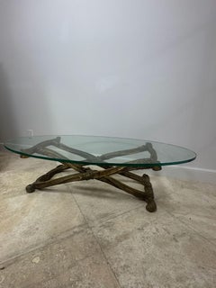 Jansen 1940’s Regency Oval Glass Top Coffee Table