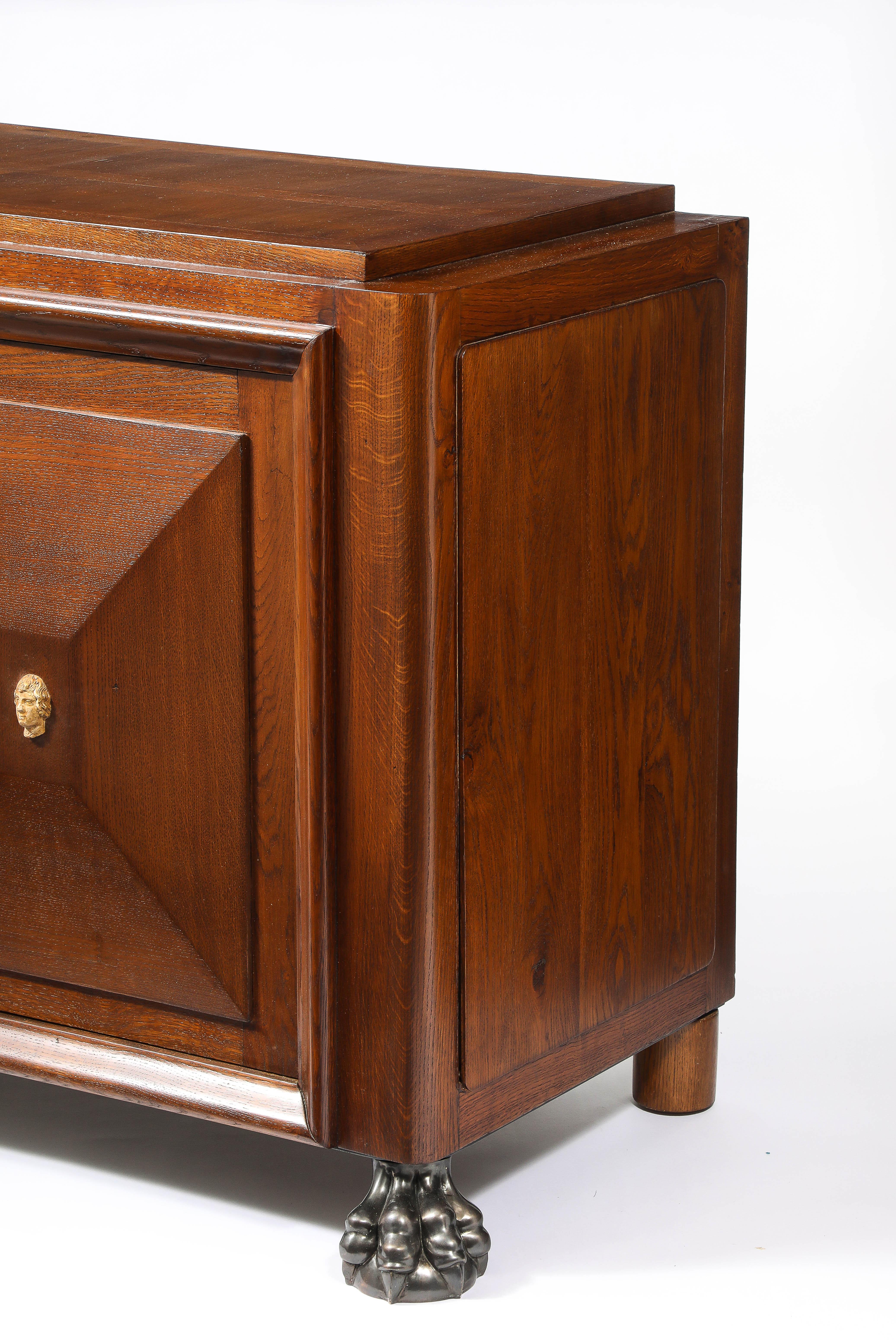 Cassapanca Jansen Art Deco Oak, Francia, anni '40 in vendita 4