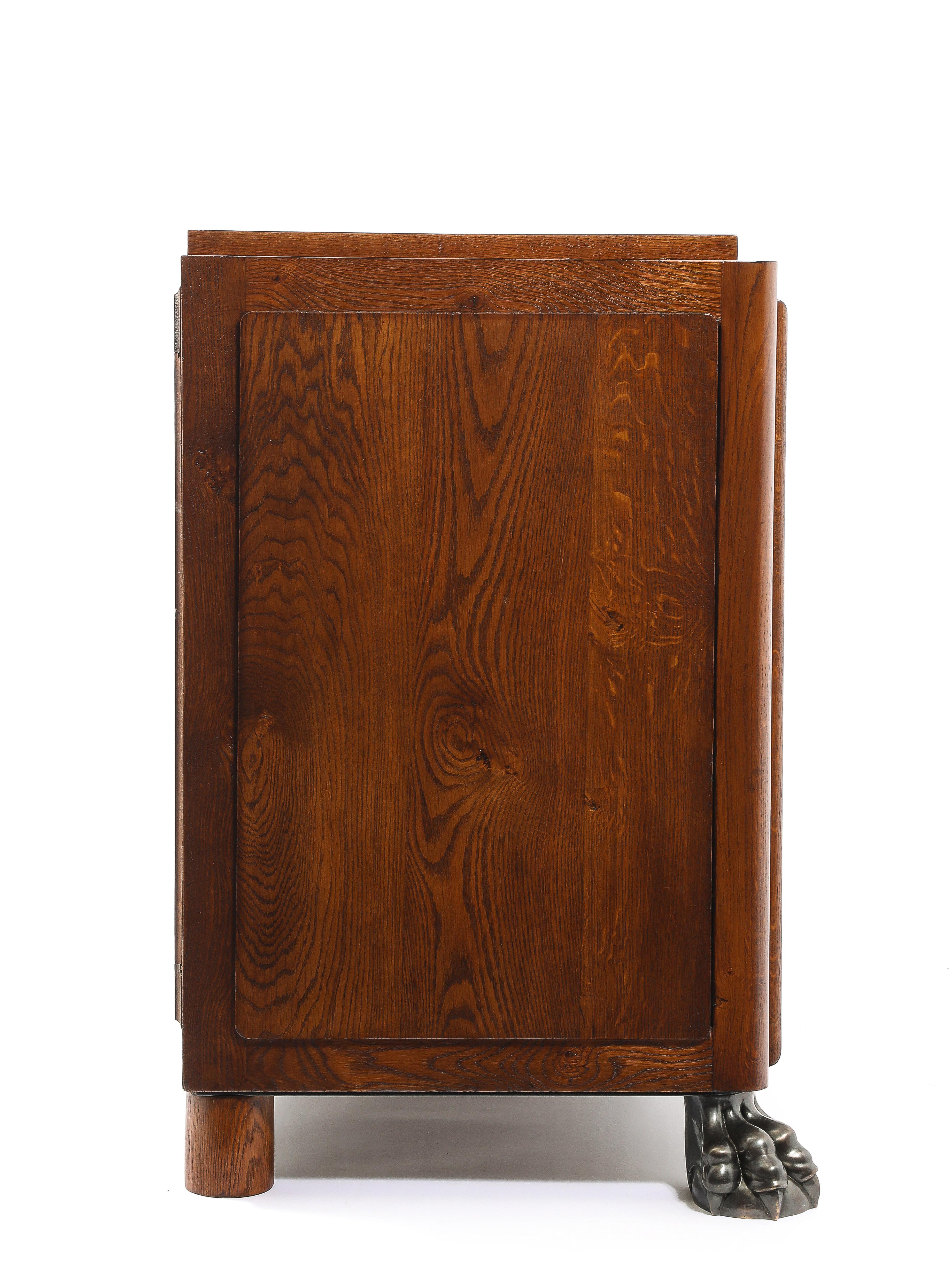 Cassapanca Jansen Art Deco Oak, Francia, anni '40 in vendita 11