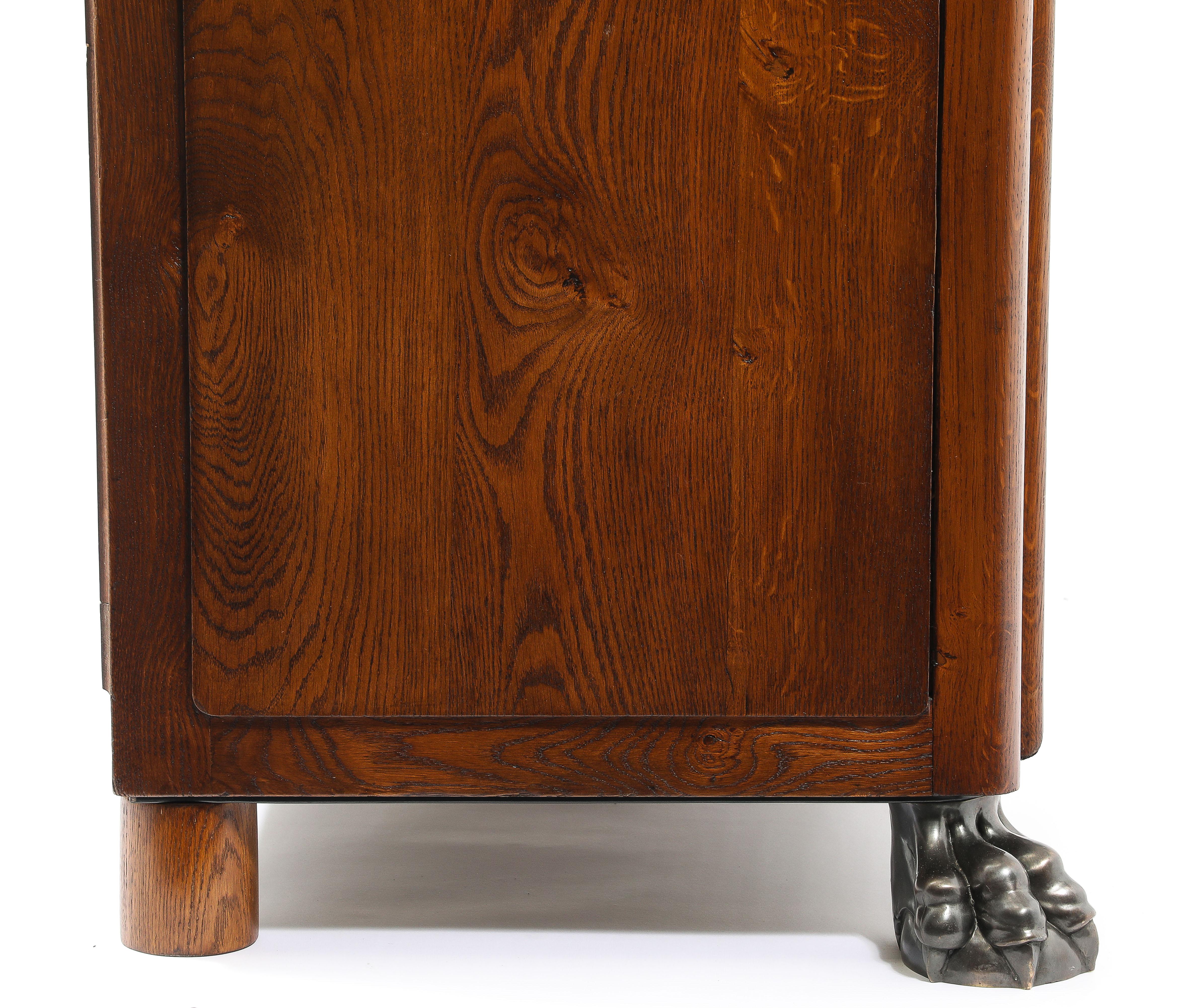 Cassapanca Jansen Art Deco Oak, Francia, anni '40 in vendita 12