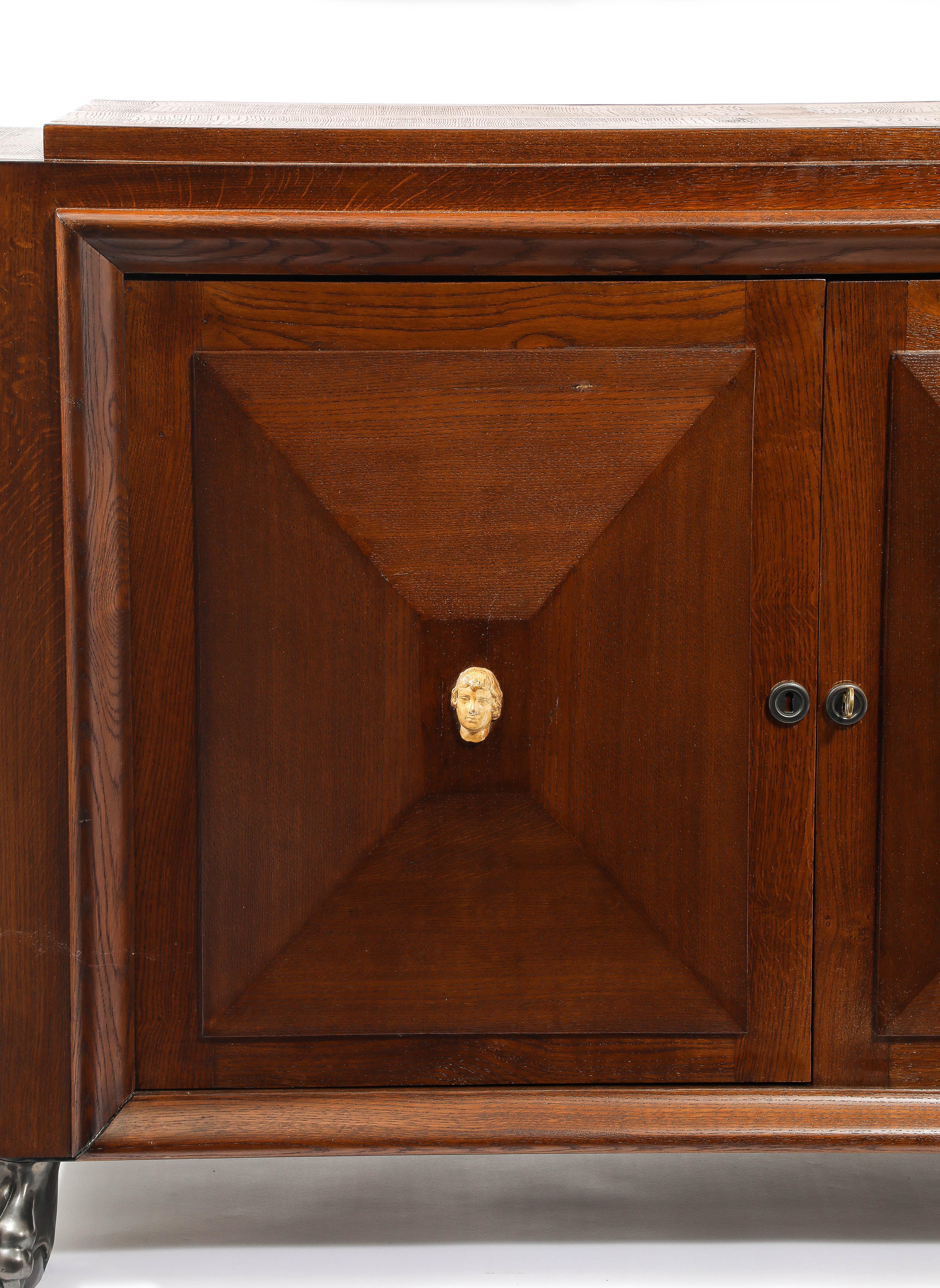 Cassapanca Jansen Art Deco Oak, Francia, anni '40 in vendita 2