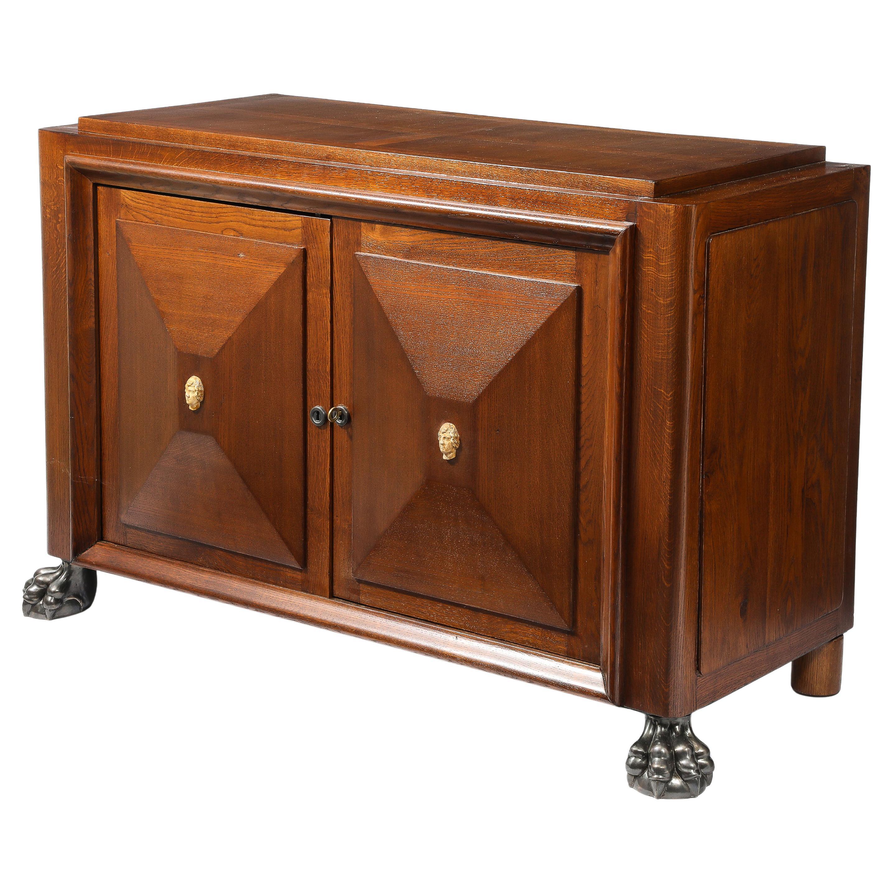 Cassapanca Jansen Art Deco Oak, Francia, anni '40 in vendita