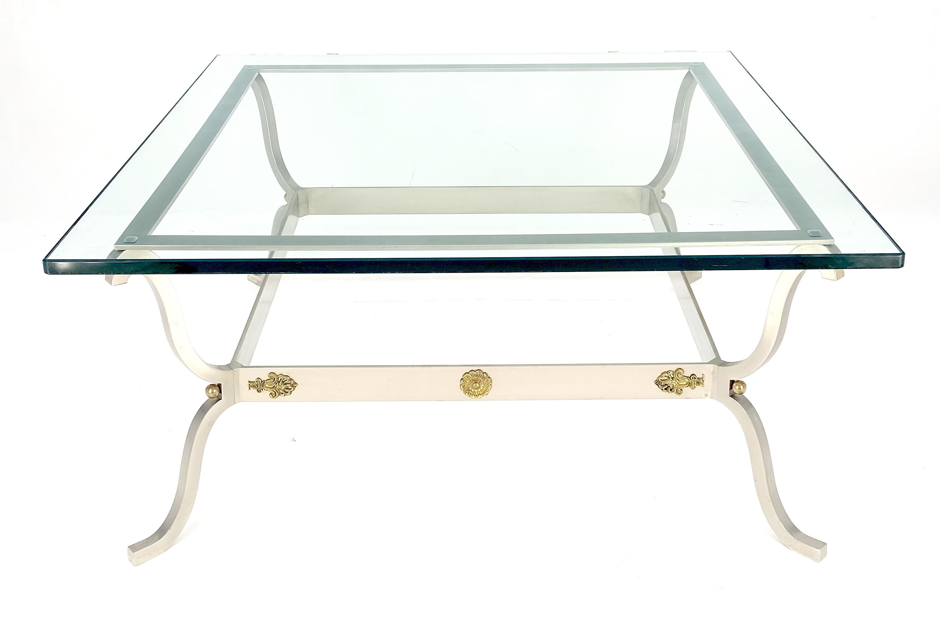 Brushed Steel Brass Mounts Rosettes Square 3/4