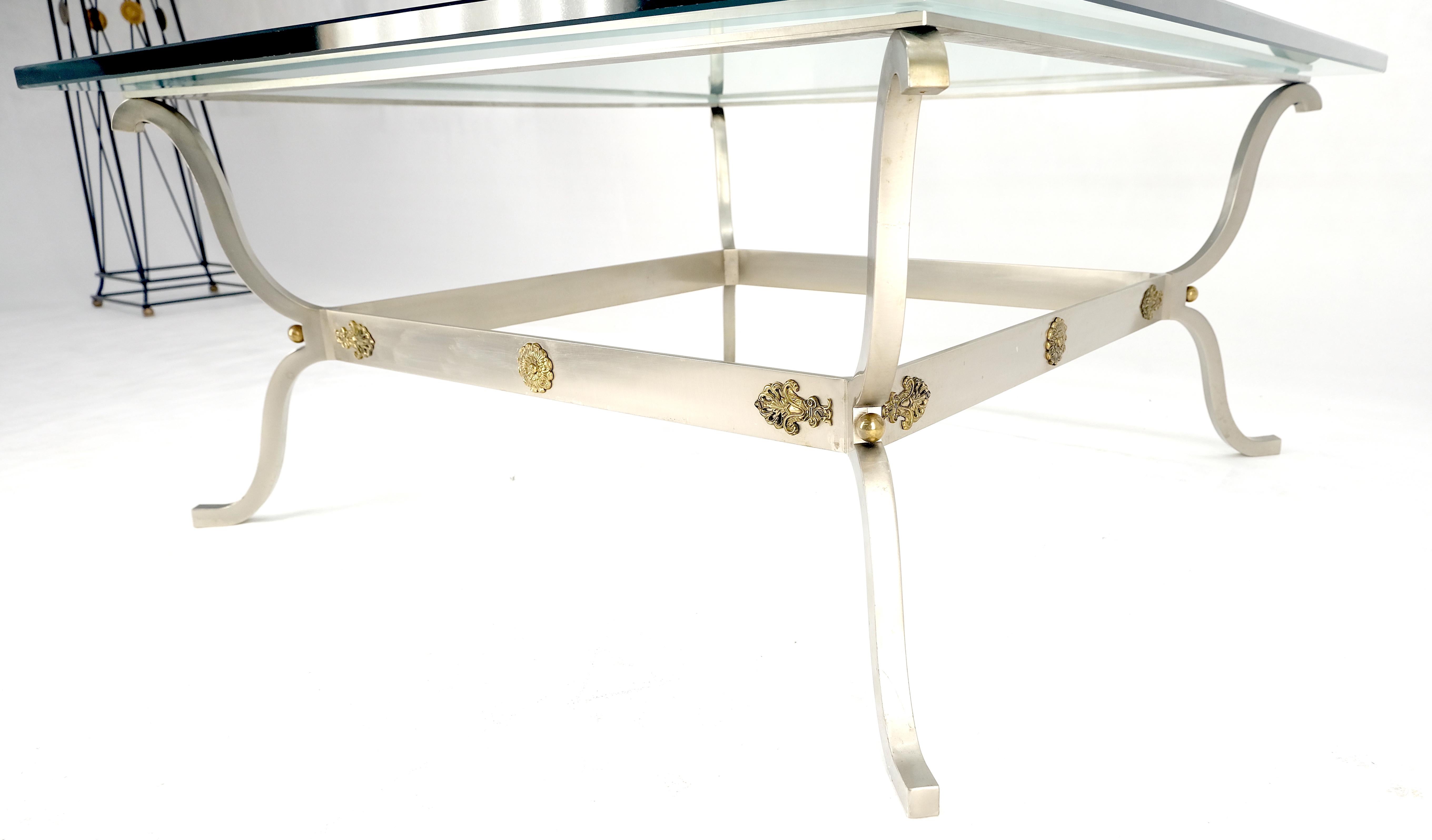 Jansen Atr. Brushed Steel Brass Mounts Rosettes Square 3/4