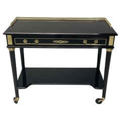 Jansen Attribut, Hollywood Regency, Rolling Server, Schwarzer Lack, Bronze, 1960er Jahre