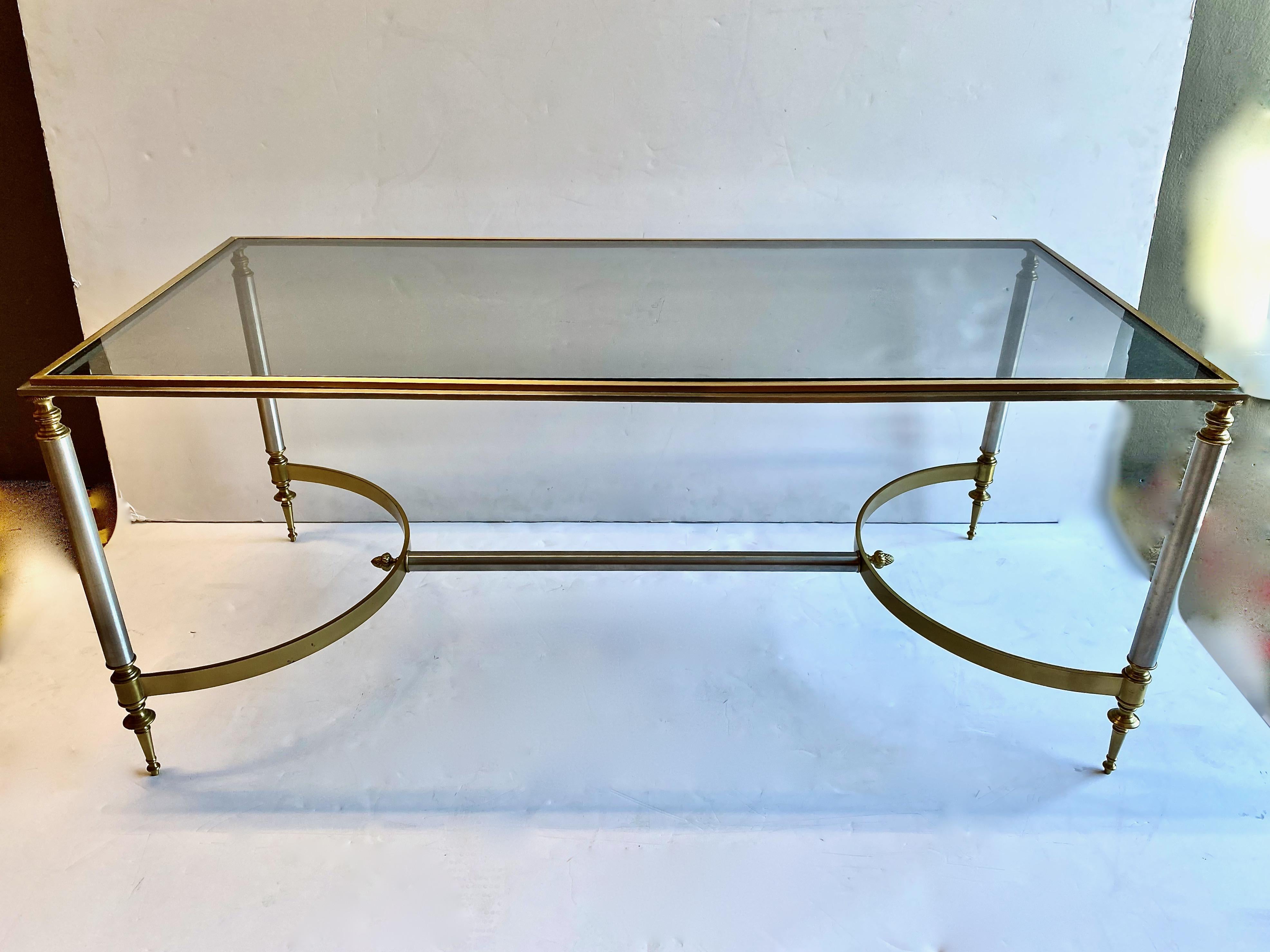 Jansen-Attributed Steel and Brass Coffee Table 3
