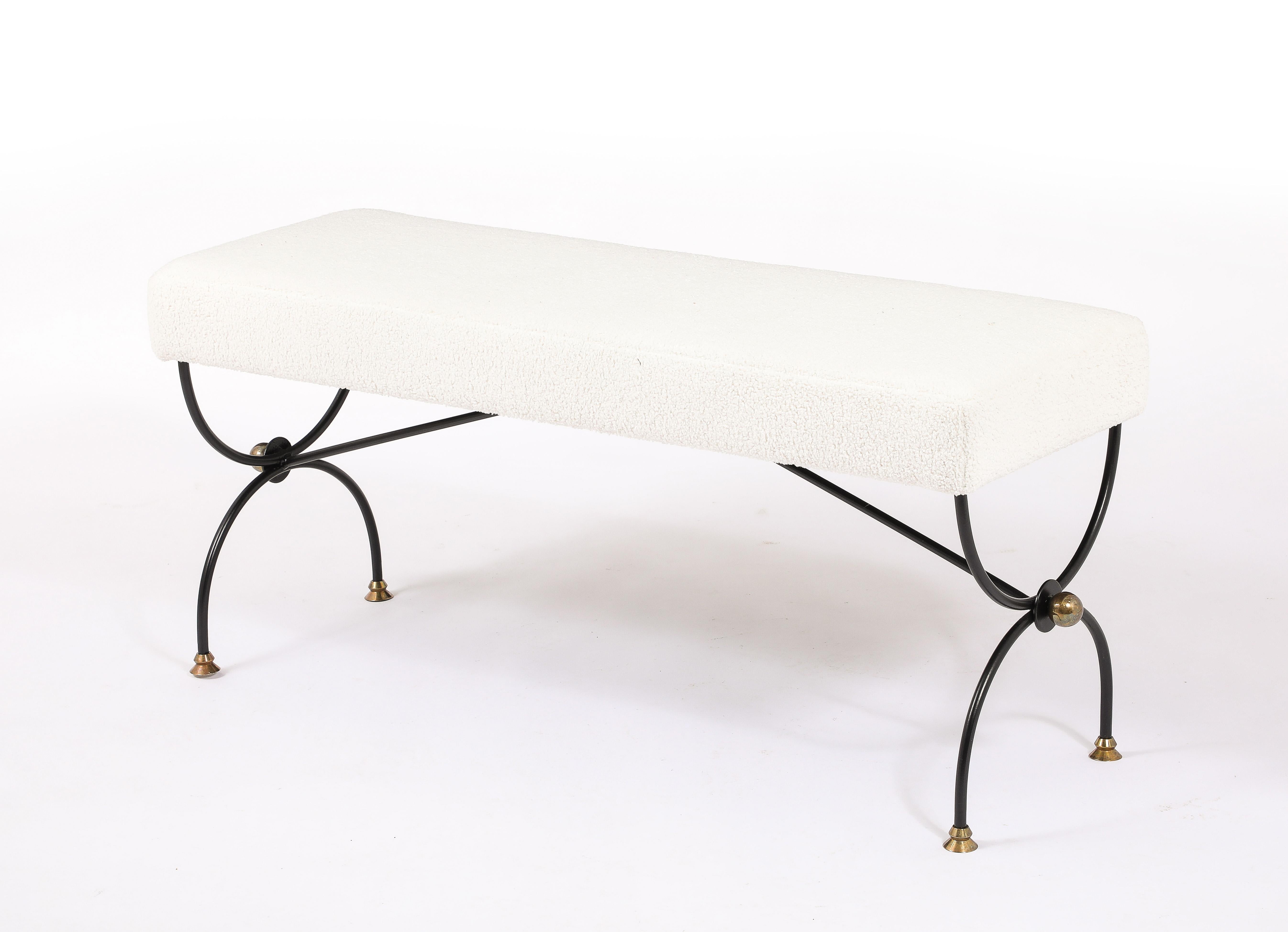 Jansen Bouclé Bench, France 1950's For Sale 3
