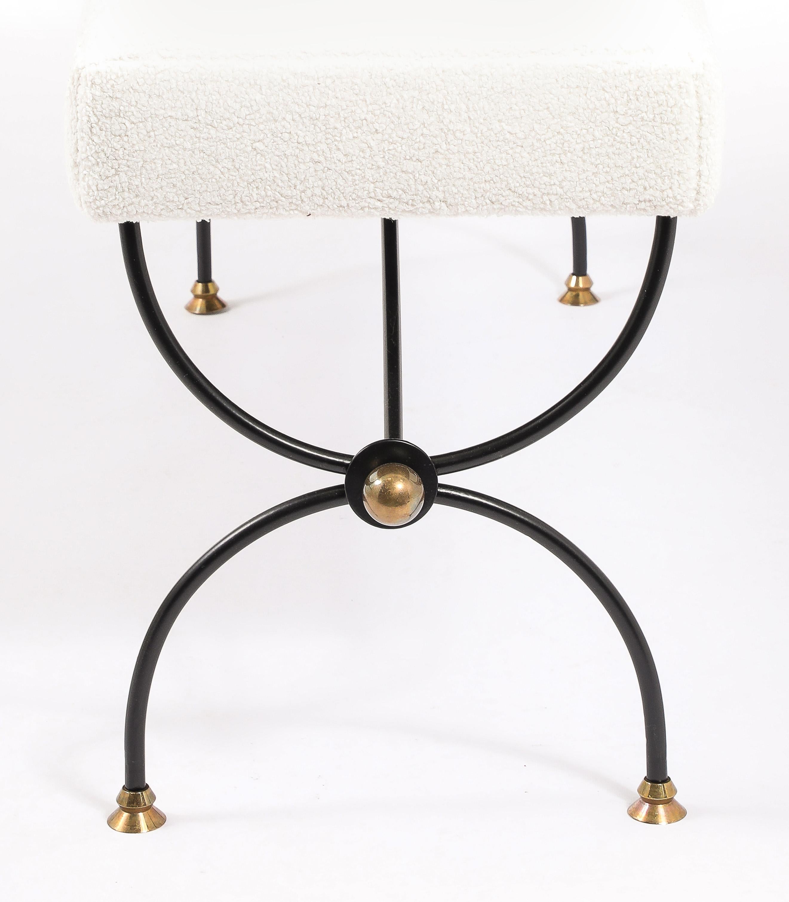 Jansen Bouclé Bench, France 1950's In Good Condition For Sale In New York, NY