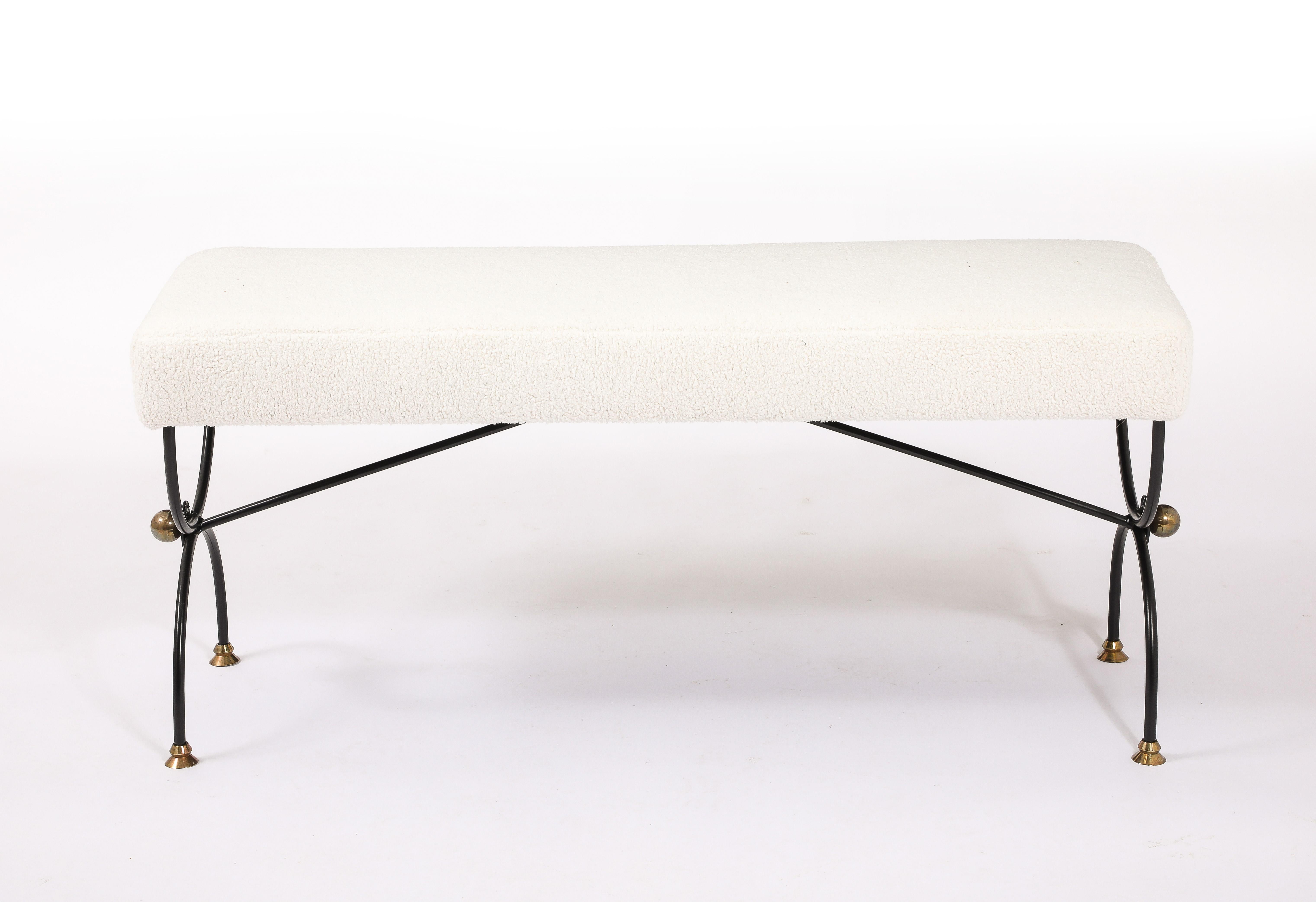 Jansen Bouclé Bench, France 1950's For Sale 2