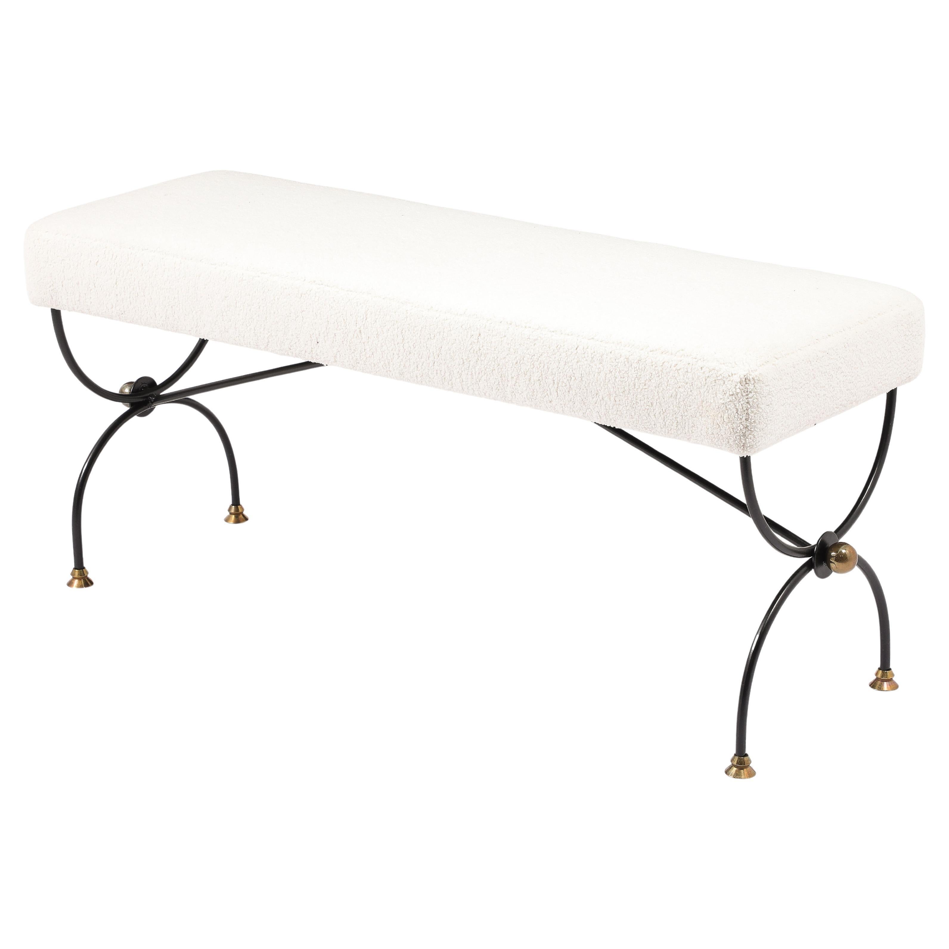 Jansen Bouclé Bench, France 1950's For Sale