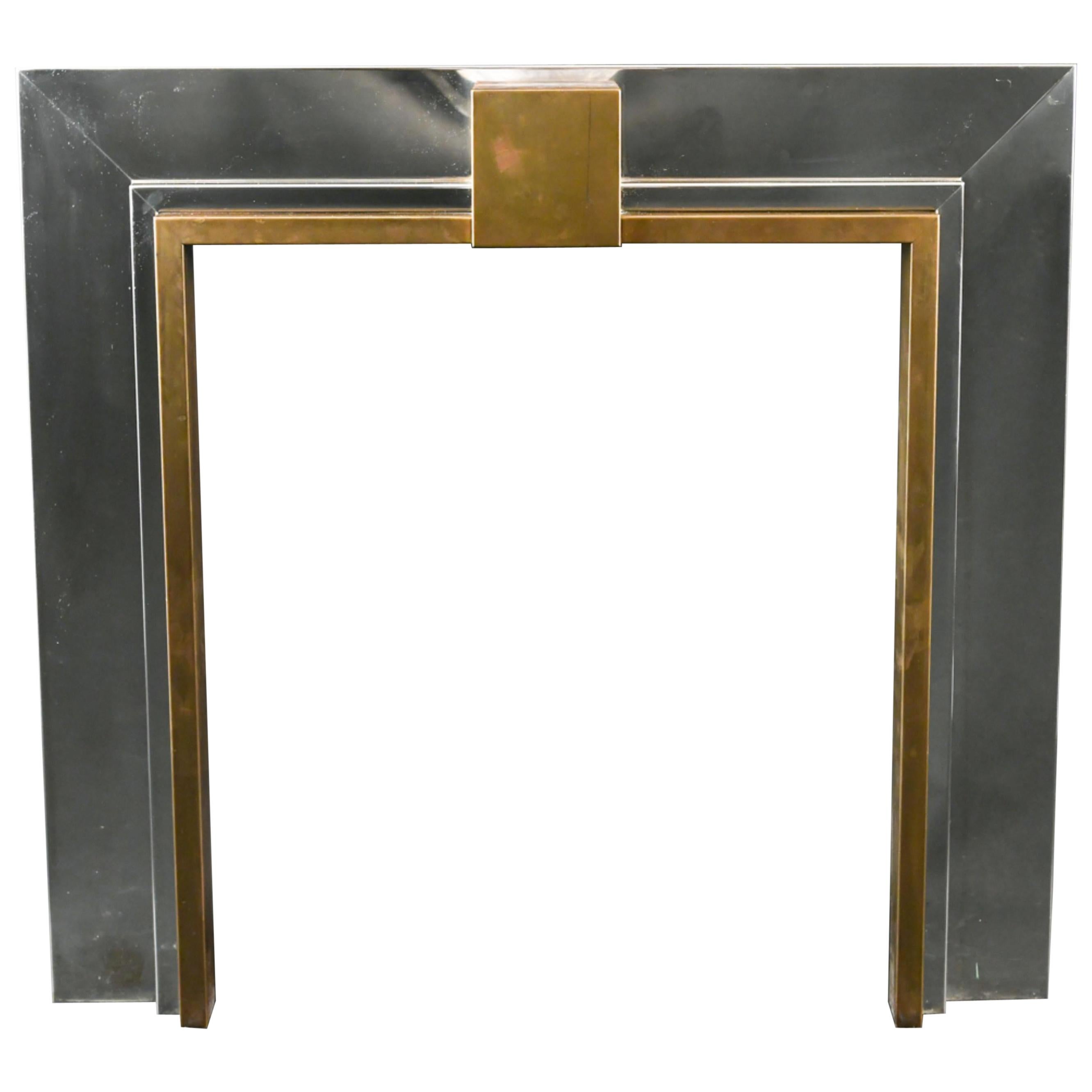 Jansen Fireplace Mantel Chrome and Brass, circa 1970 For Sale