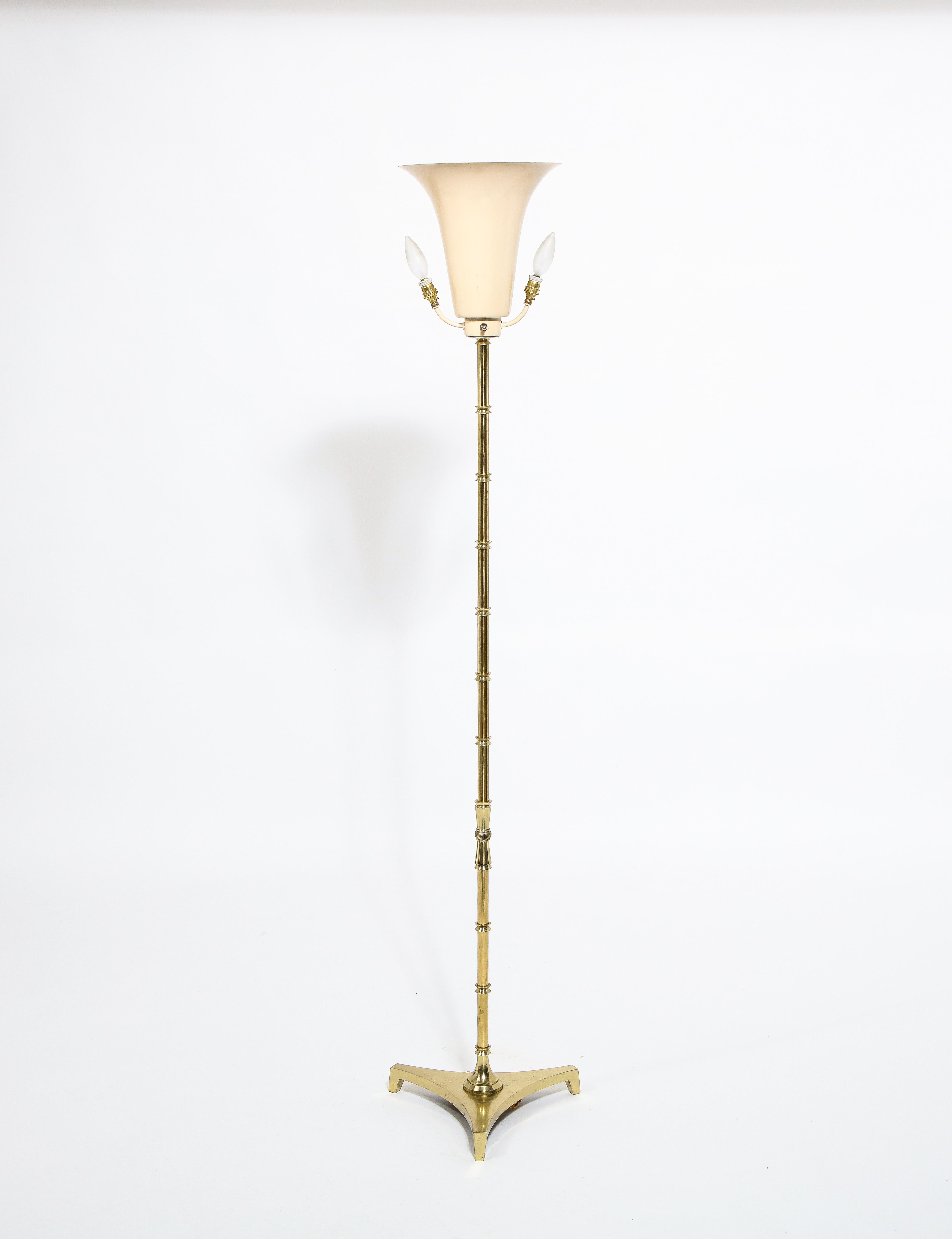 Jansen Brass Floor Lamp, France 1970's  For Sale 6