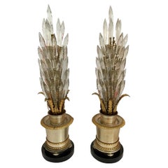 Jansen Crystal and Metal Gilt Table Lamps, a Pair