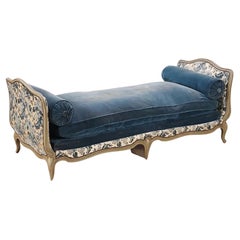 Antique Jansen Daybed, Distressed Paint Finish, Louis XV Style, Seating