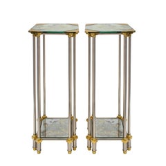 Jansen Exquisite Pair of Pedestals with Antique Mirrored Glass 1940s (Signed)