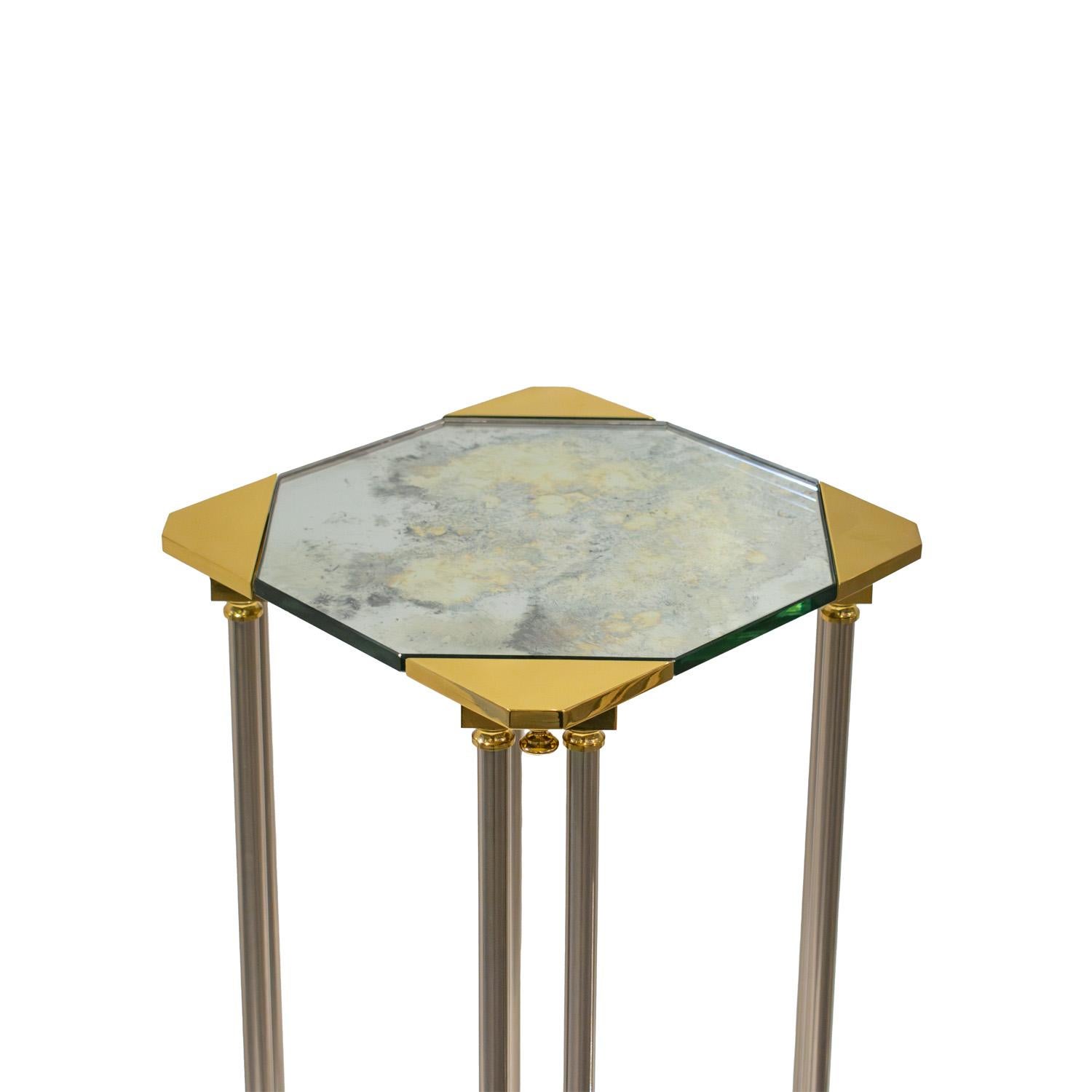 Hand-Crafted Jansen Exquisite Pair of Pedestals with Antique Mirrored Glass 1940s (Signed)