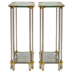 Jansen Exquisite Pair of Pedestals with Antique Mirrored Glass 1940s (Signed)