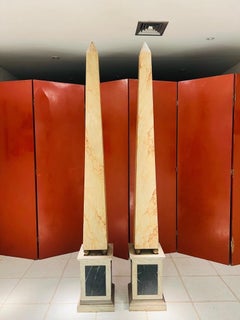 Big Jansen France Art Deco pair obelisks in polychromed wood circa 1930