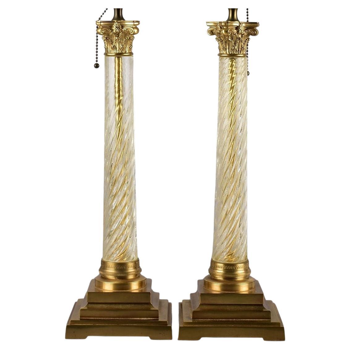 Paire de lampes de table néo-classiques françaises du milieu du siècle Jansen