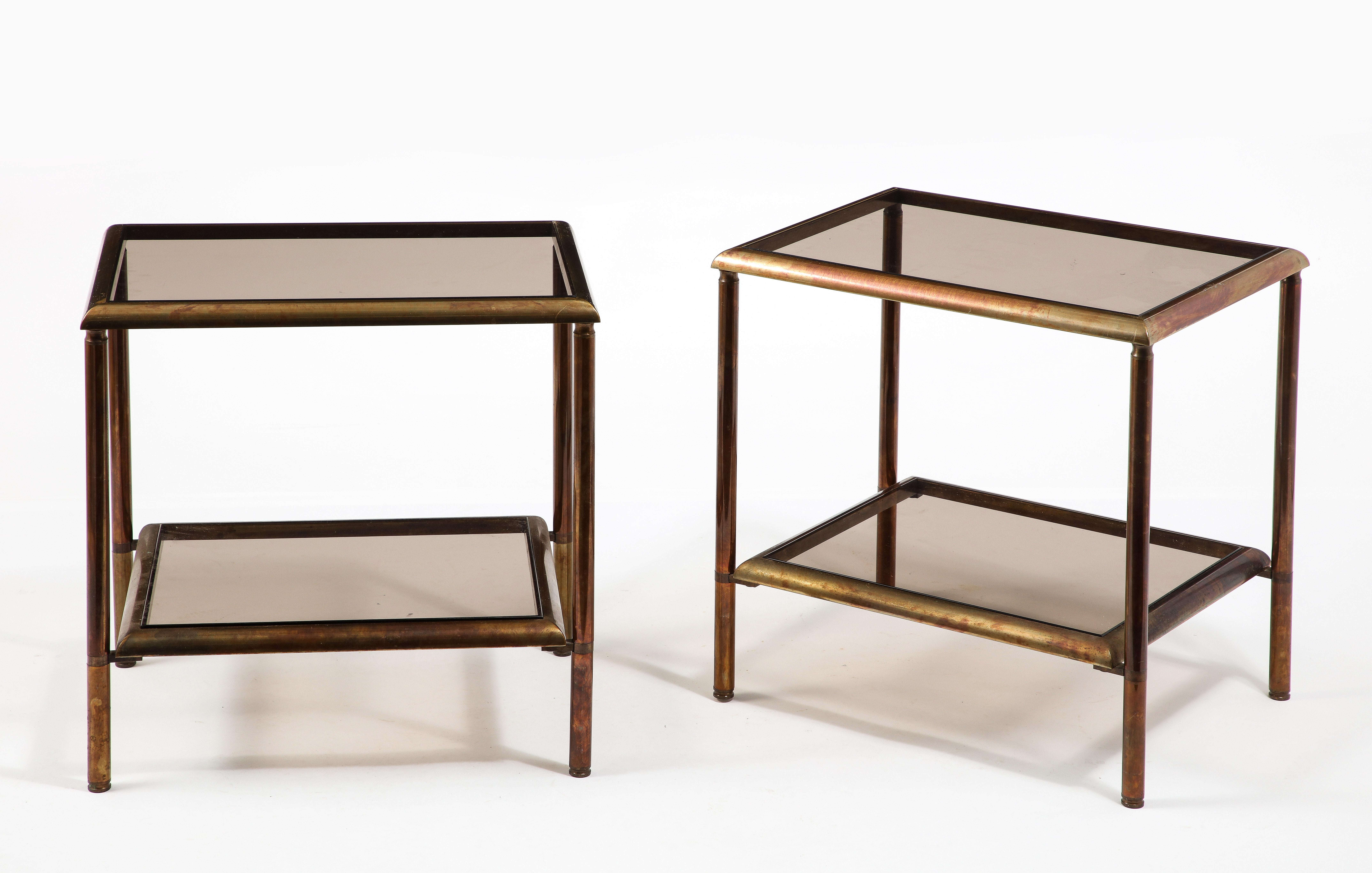 Jansen Glass and Bronze End Tables, France 1950's 6