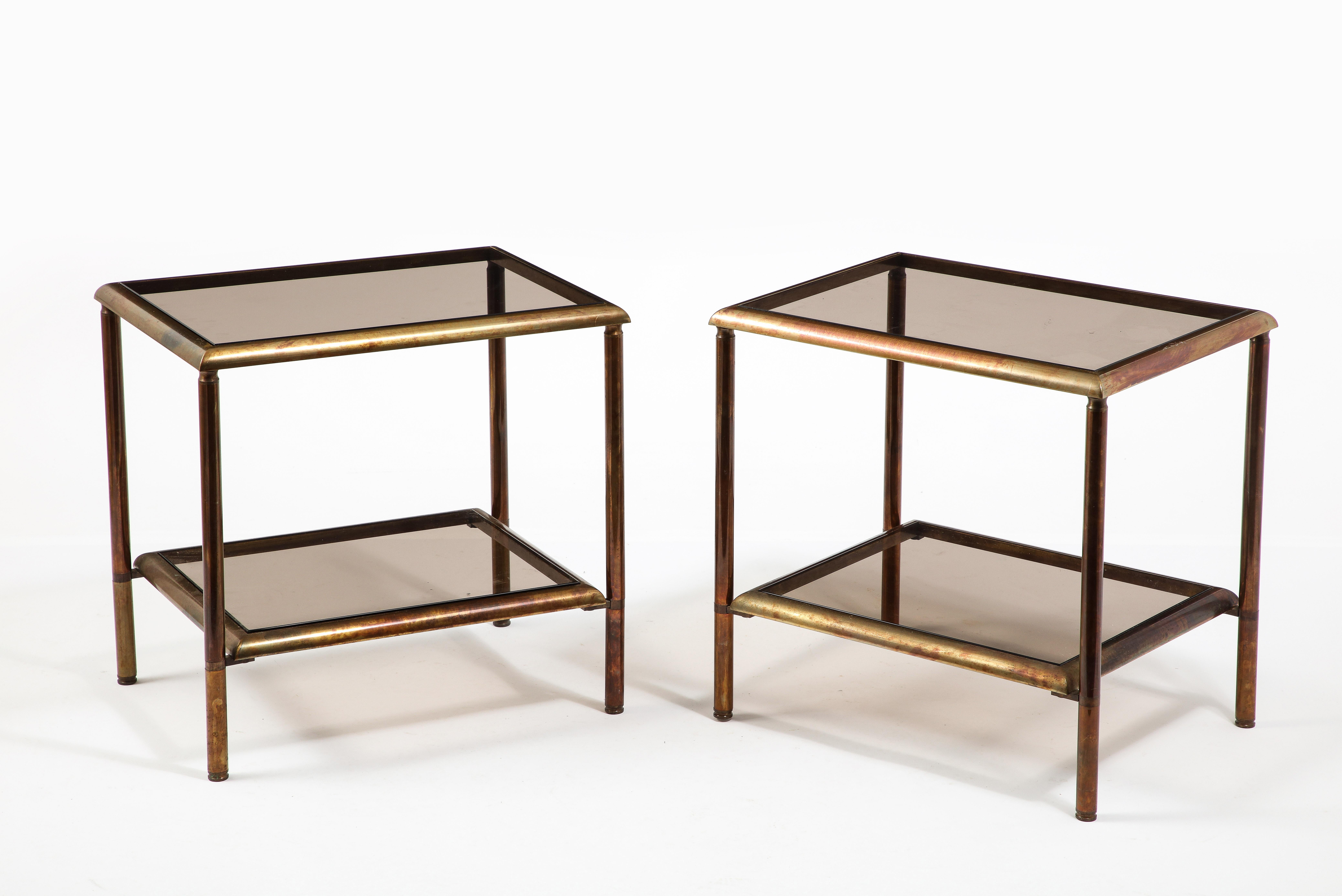 Jansen Glass and Bronze End Tables, France 1950's 7