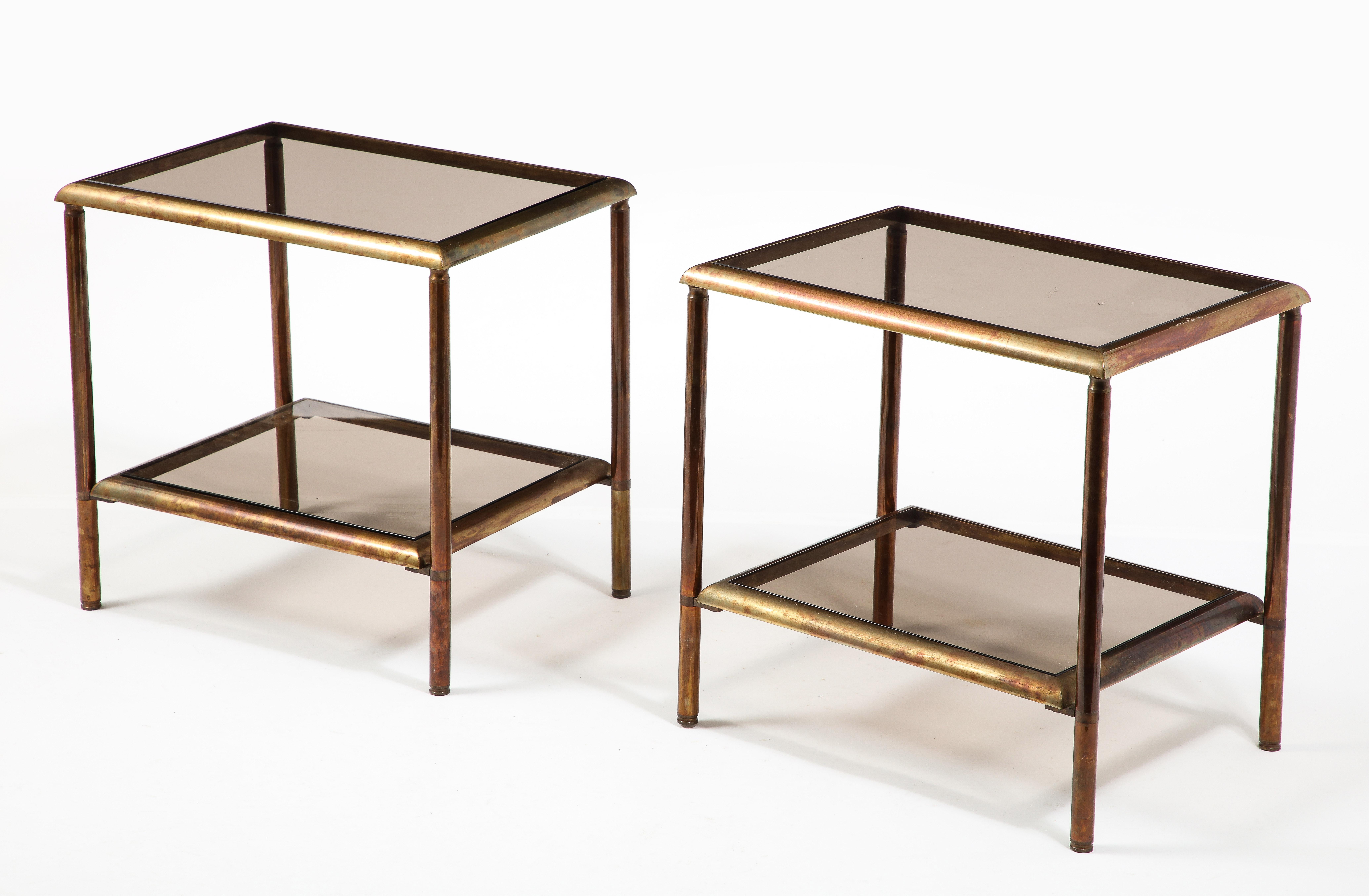 Jansen Glass and Bronze End Tables, France 1950's 9