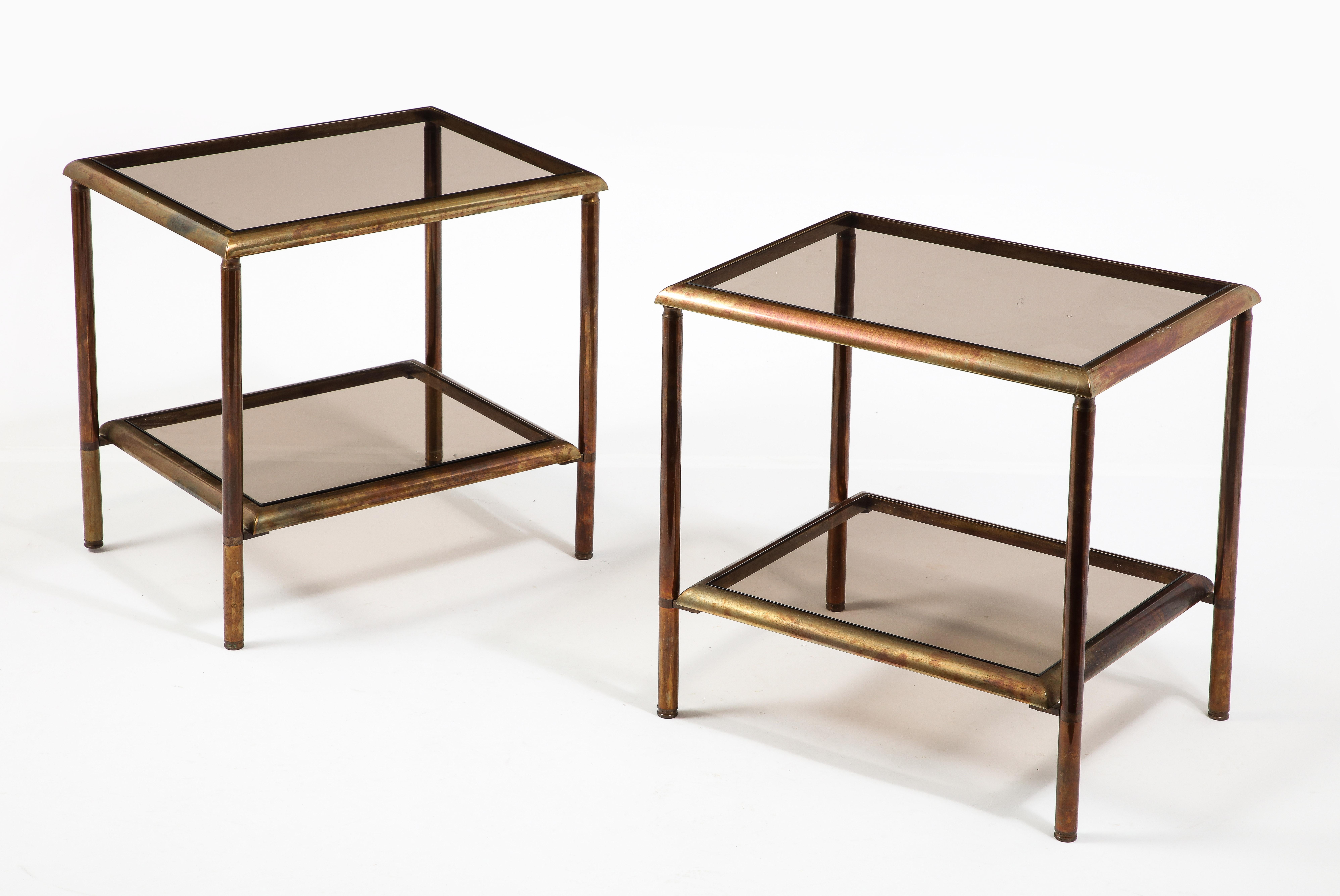 Jansen Glass and Bronze End Tables, France 1950's 10