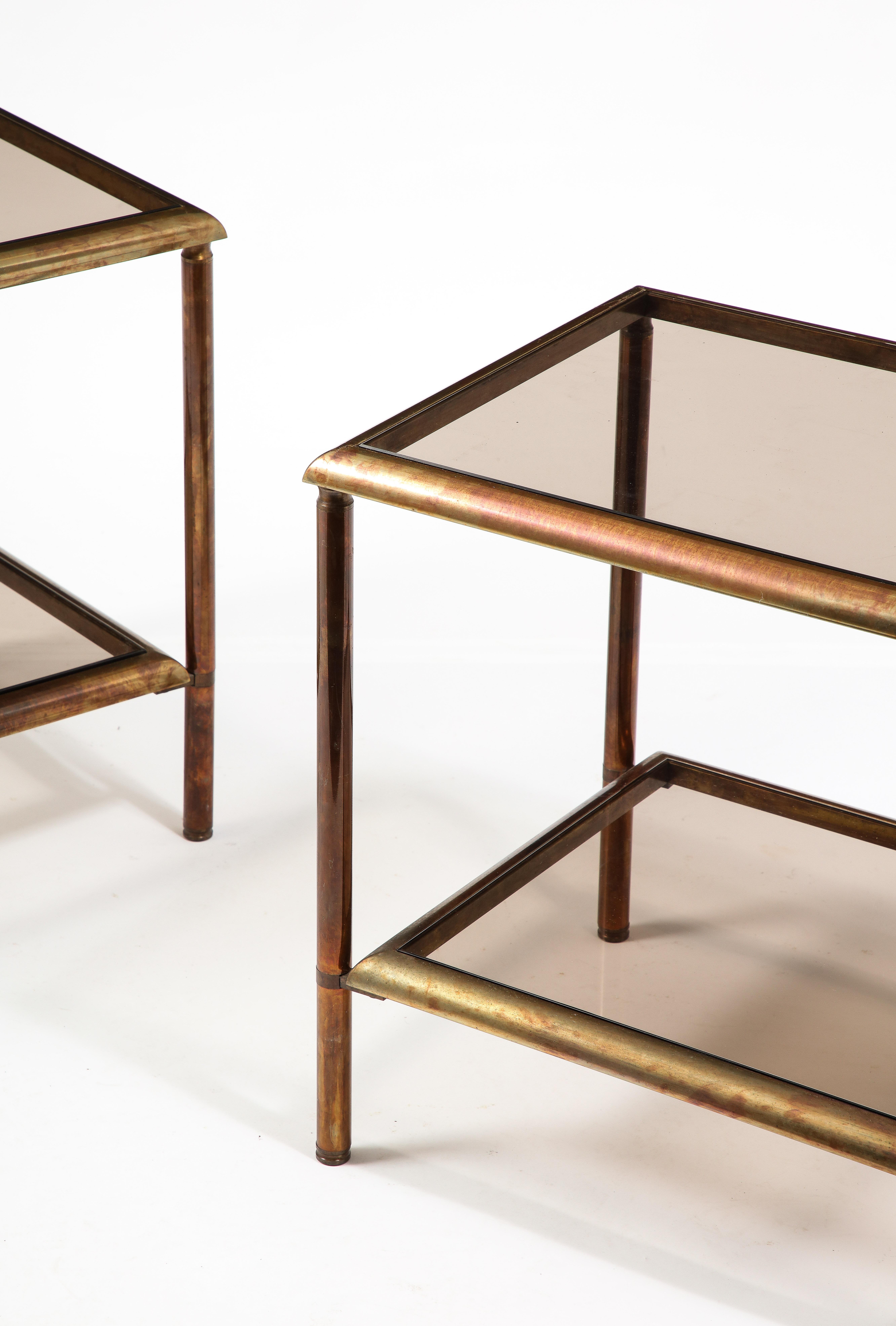 Jansen Glass and Bronze End Tables, France 1950's 11