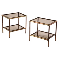 Jansen Glass and Bronze End Tables, France 1950's