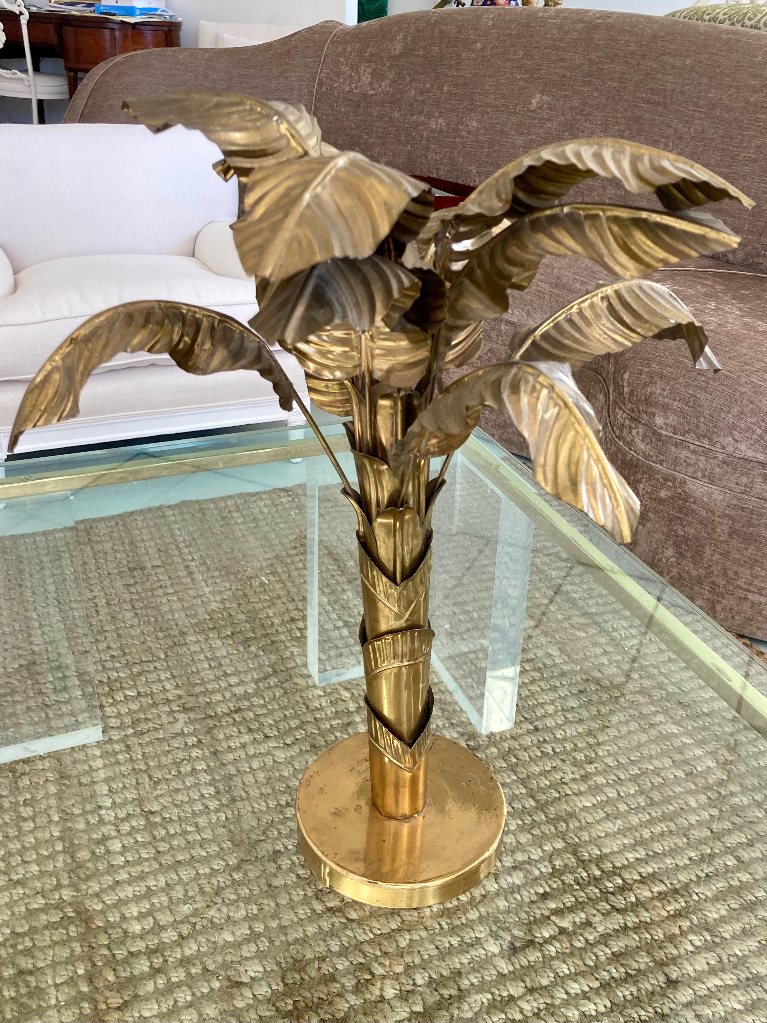 Beautiful Jansen gold toned metal palm tree. Great addition to your interiors and table tops.