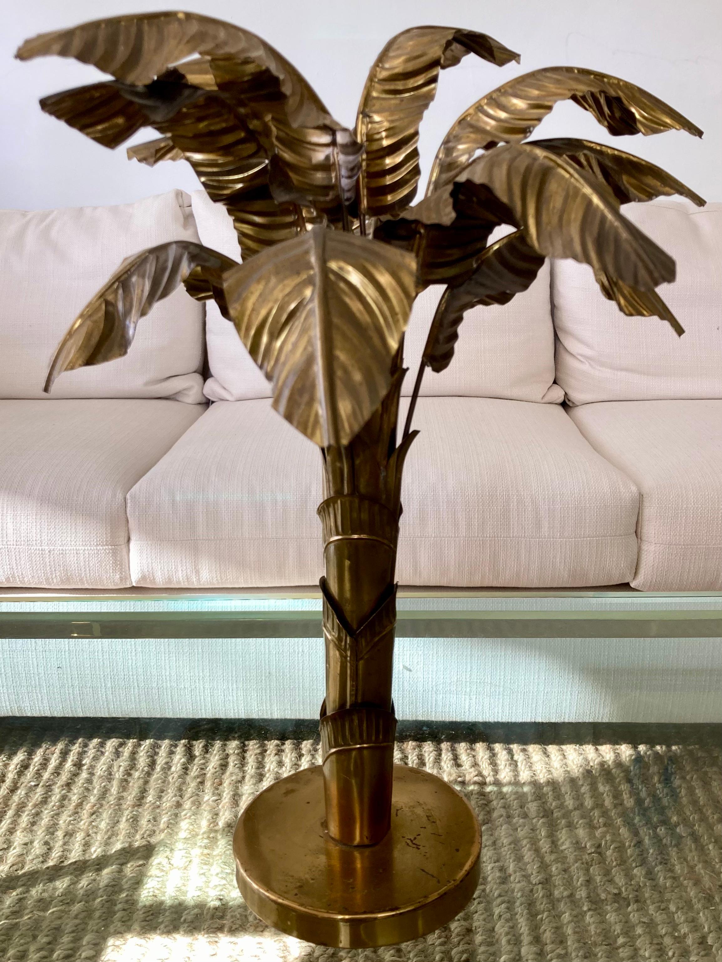 Modern Jansen Gold Toned Metal Palm Tree For Sale