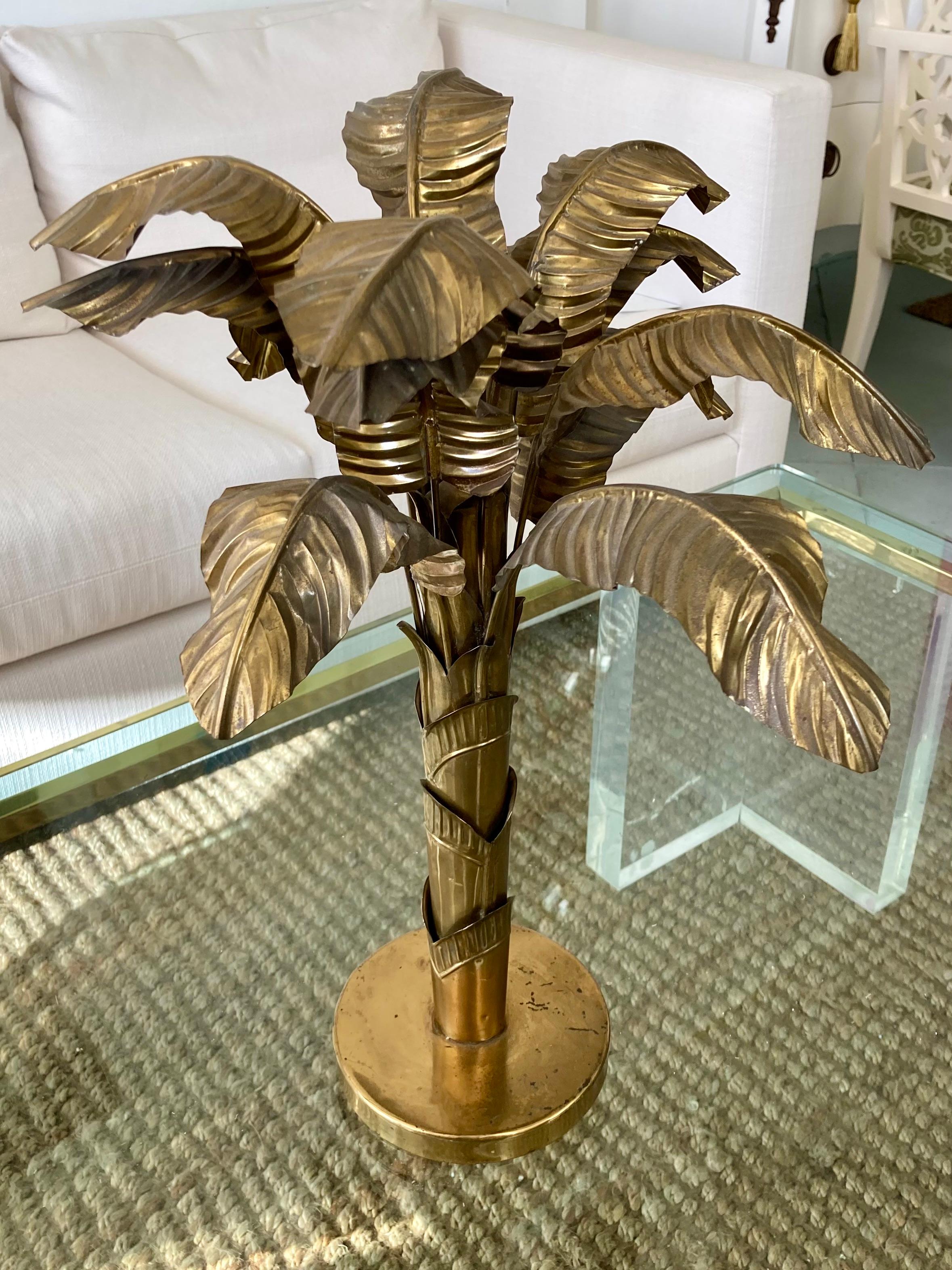 French Jansen Gold Toned Metal Palm Tree For Sale