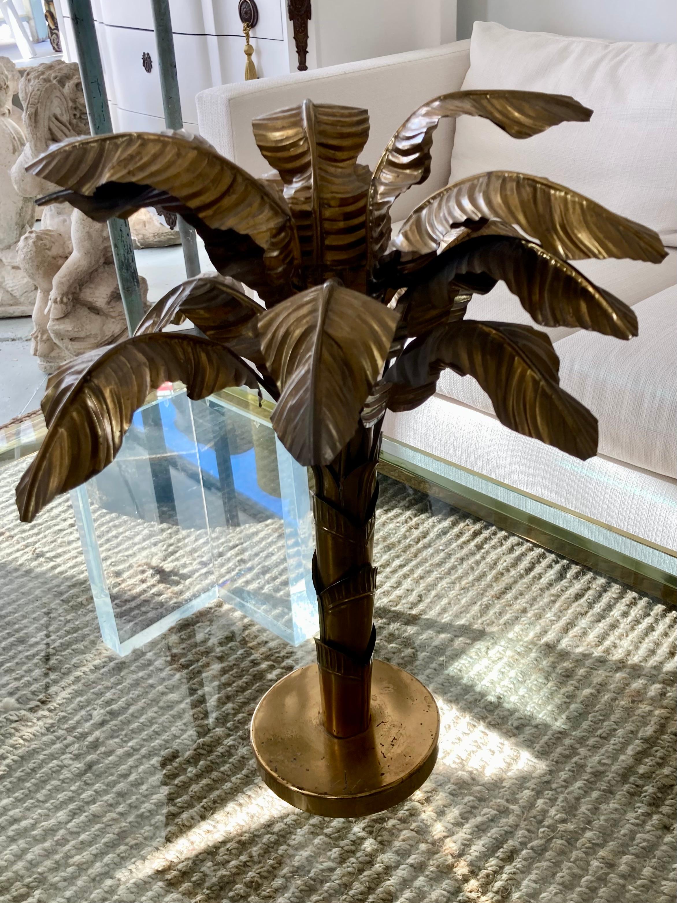 Mid-20th Century Jansen Gold Toned Metal Palm Tree For Sale