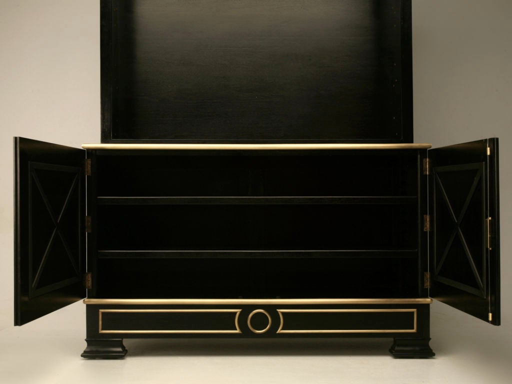 Jansen Inspired Ebonized Mahogany Bookcase with Bronze Trim in Any Dimension 4