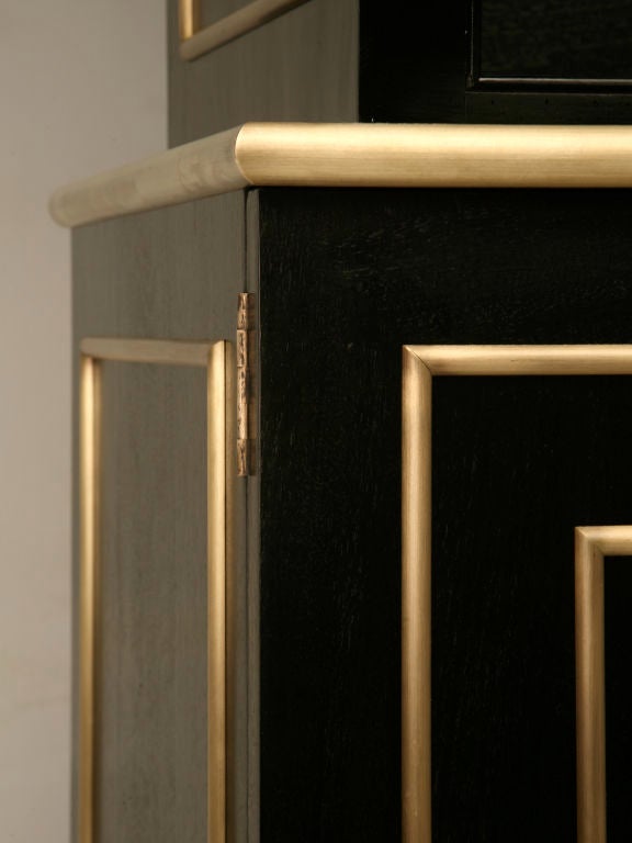 Jansen Inspired Ebonized Mahogany Bookcase with Bronze Trim in Any Dimension 1